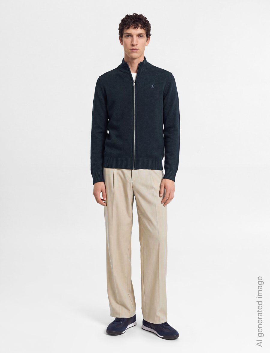 Hackett London - LAMBSWOOL FZIP - pullover mit durchgehendem reißverschluss - old navy - 0
