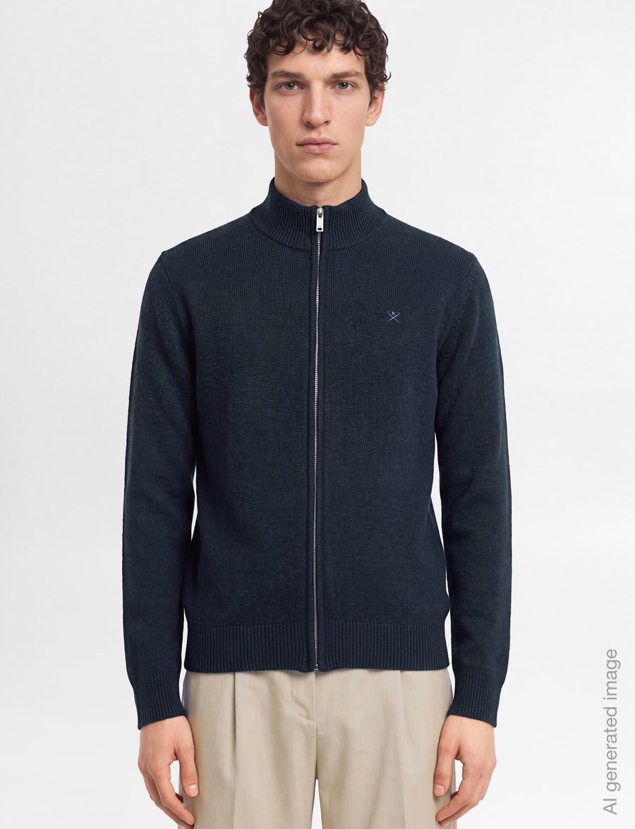 Hackett London - LAMBSWOOL FZIP - pullover mit durchgehendem reißverschluss - old navy - 3