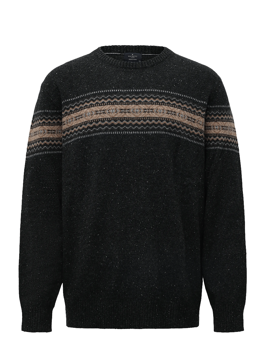 Hackett London - FAIRISLE CREW - round necks - college grey - 0