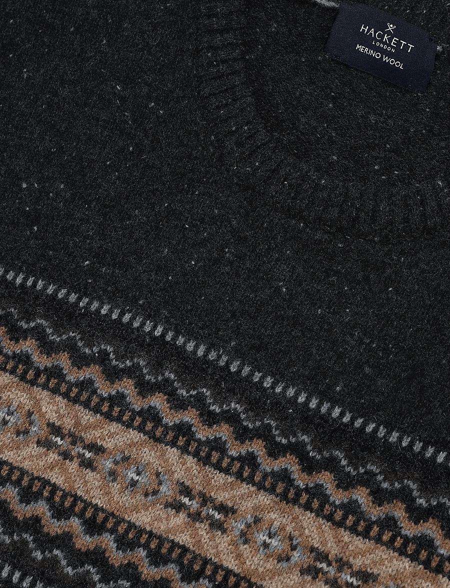 Hackett London - FAIRISLE CREW - round necks - college grey - 2