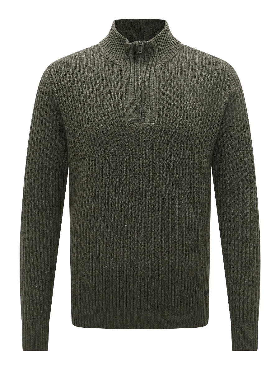 Hackett London - HIGHLAND STITCH HZIP - halfzip strik - olive green - 0