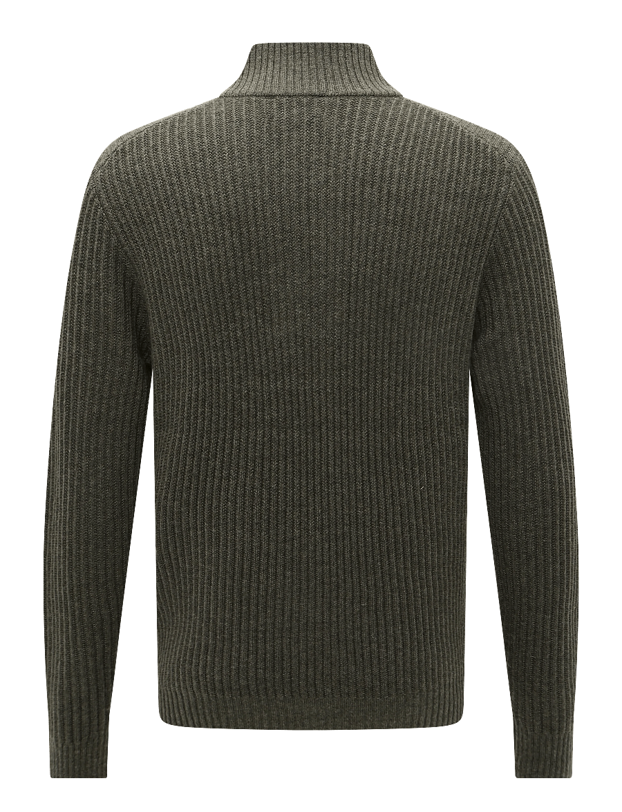 Hackett London - HIGHLAND STITCH HZIP - halfzip strik - olive green - 1