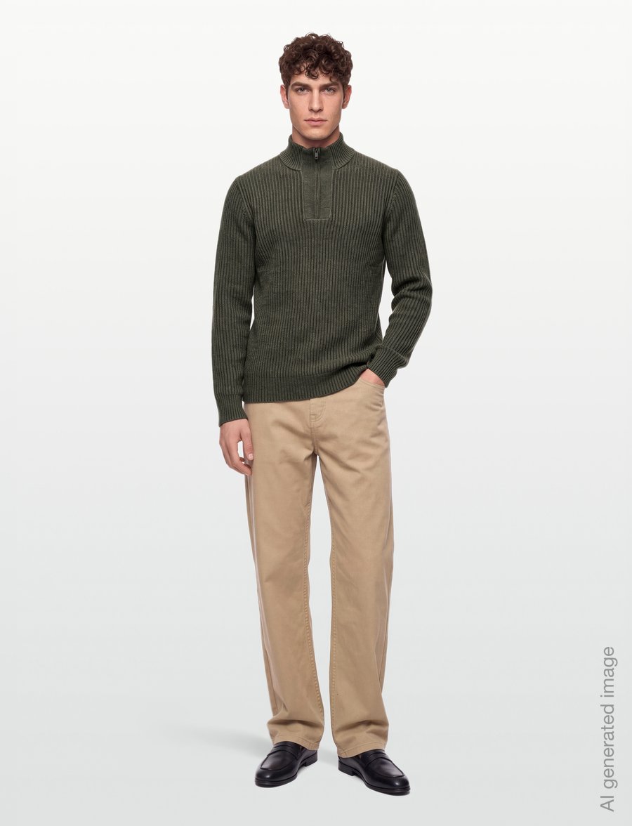 Hackett London - HIGHLAND STITCH HZIP - pullover mit halbem reißverschluss - olive green - 0