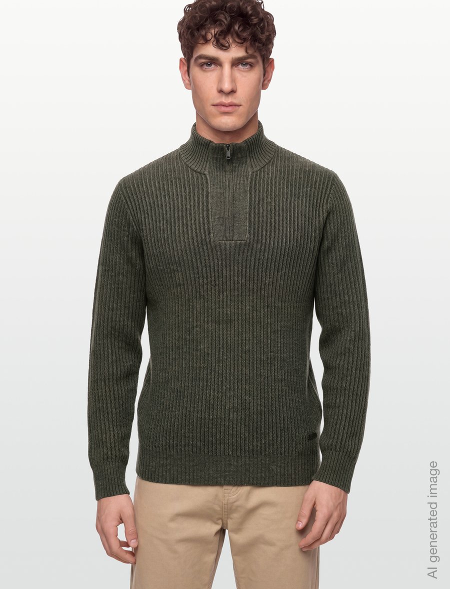 Hackett London - HIGHLAND STITCH HZIP - pullover mit halbem reißverschluss - olive green - 3