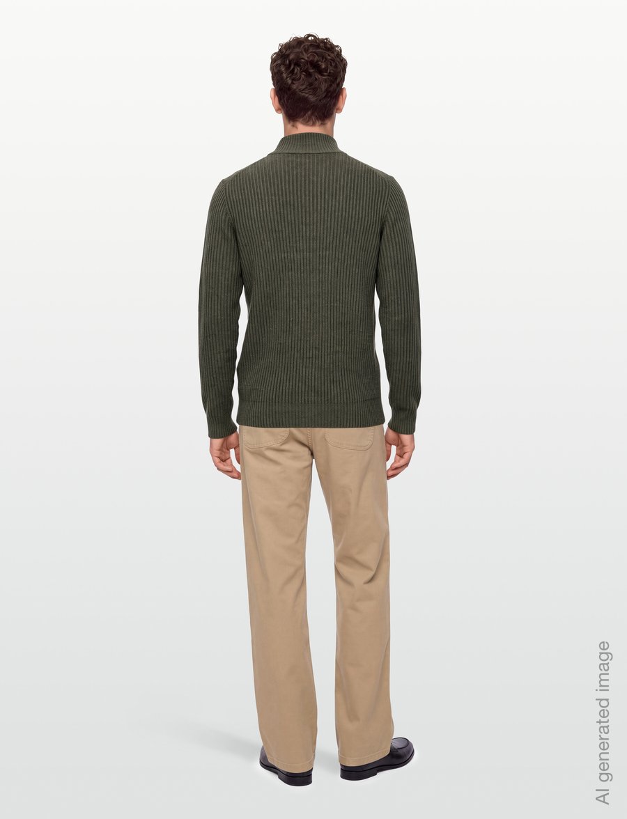 Hackett London - HIGHLAND STITCH HZIP - pullover mit halbem reißverschluss - olive green - 4