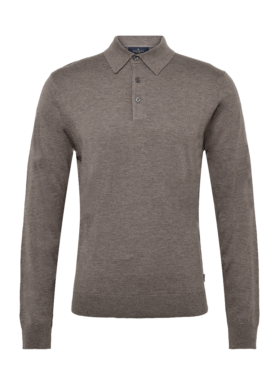 Hackett London - MERINO SILK LS POLO - poloer i strik med lange ærmer - natural beige - 0
