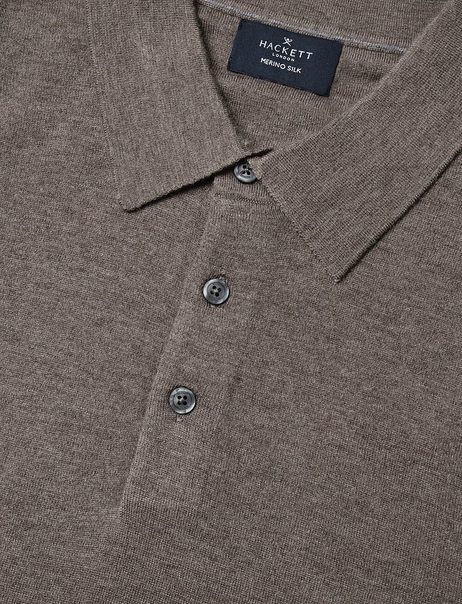 Hackett London - MERINO SILK LS POLO - poloer i strik med lange ærmer - natural beige - 2
