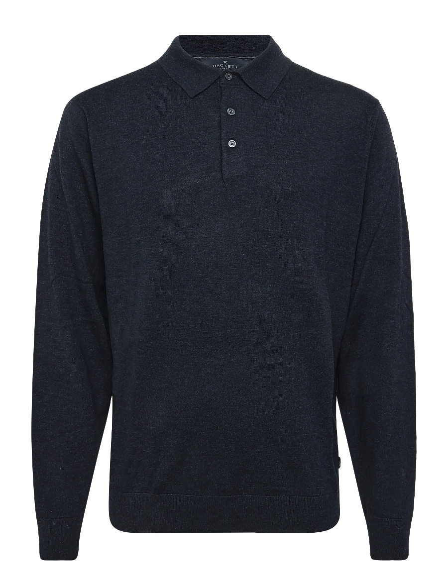 Hackett London - MERINO SILK LS POLO - langärmelige strick-polohemden - old navy - 0