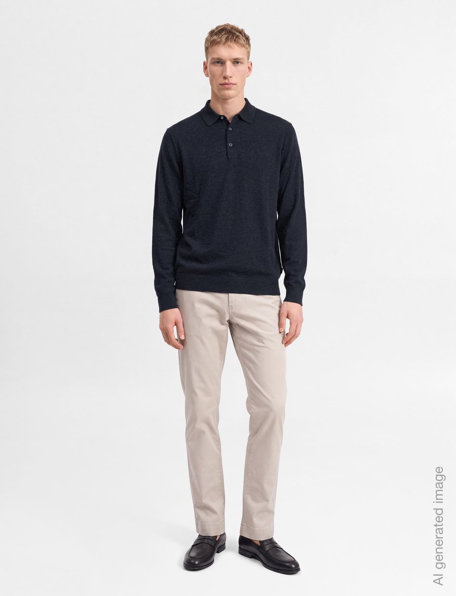 Hackett London - MERINO SILK LS POLO - poloer i strik med lange ærmer - old navy - 0
