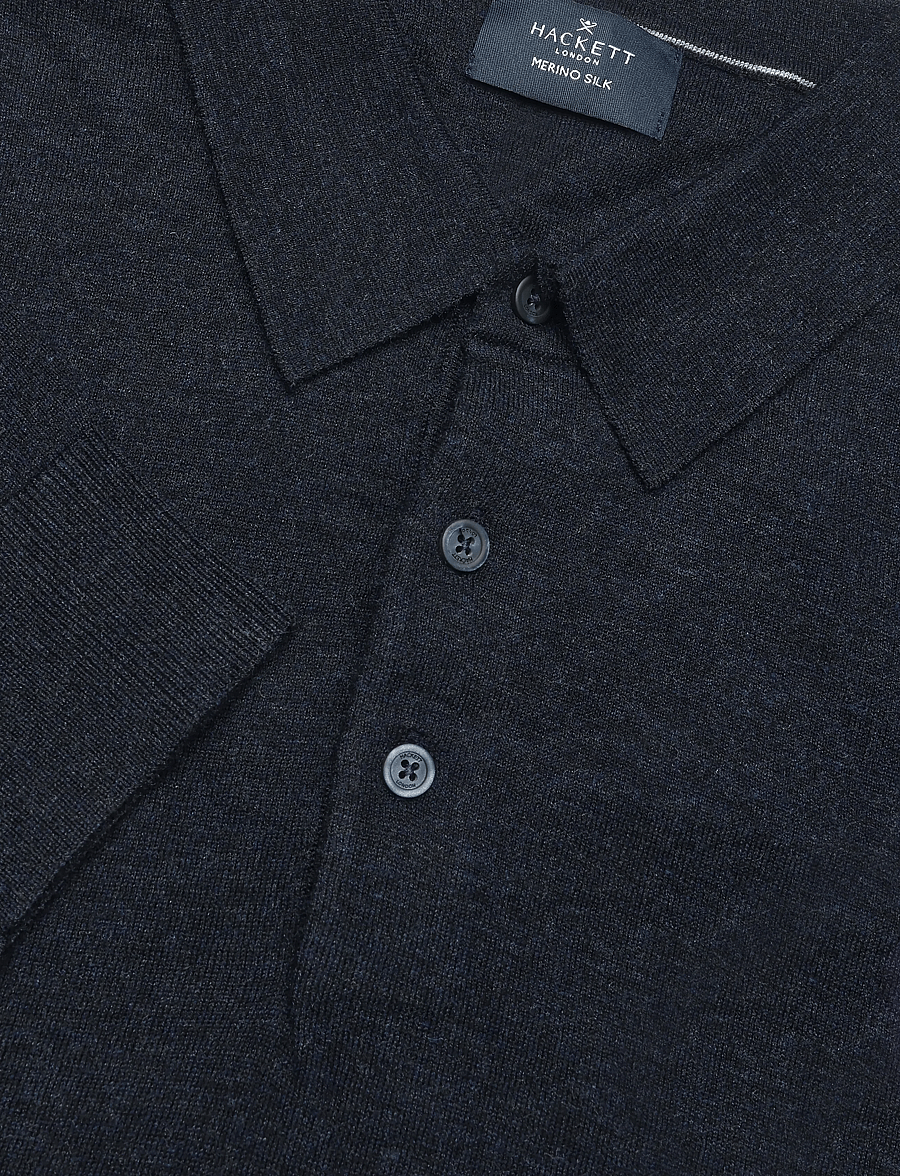 Hackett London - MERINO SILK LS POLO - langärmelige strick-polohemden - old navy - 2
