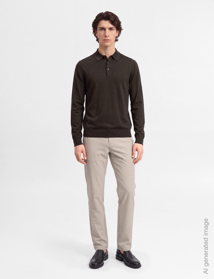 Hackett London - MERINO SILK LS POLO - poloer i strik med lange ærmer - vintage green - 0