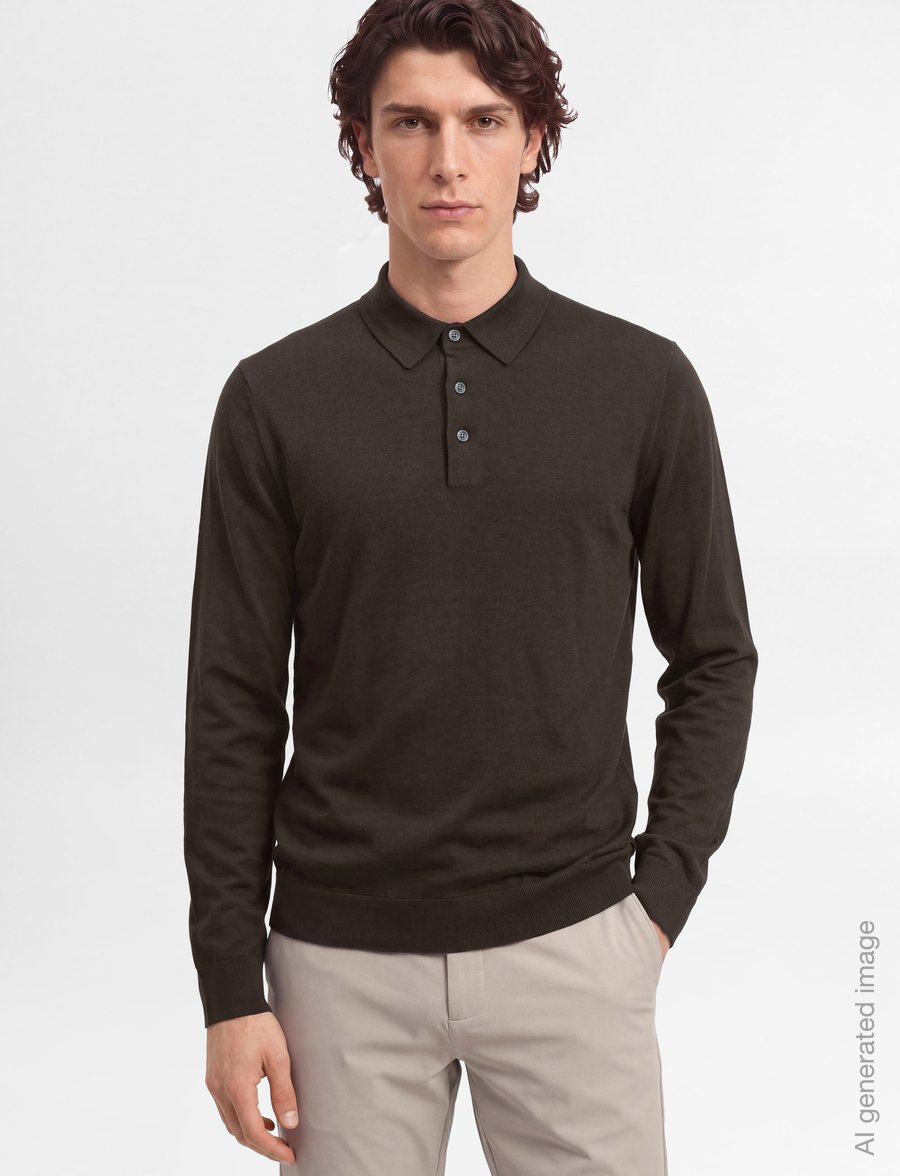 Hackett London - MERINO SILK LS POLO - poloer i strik med lange ærmer - vintage green - 3