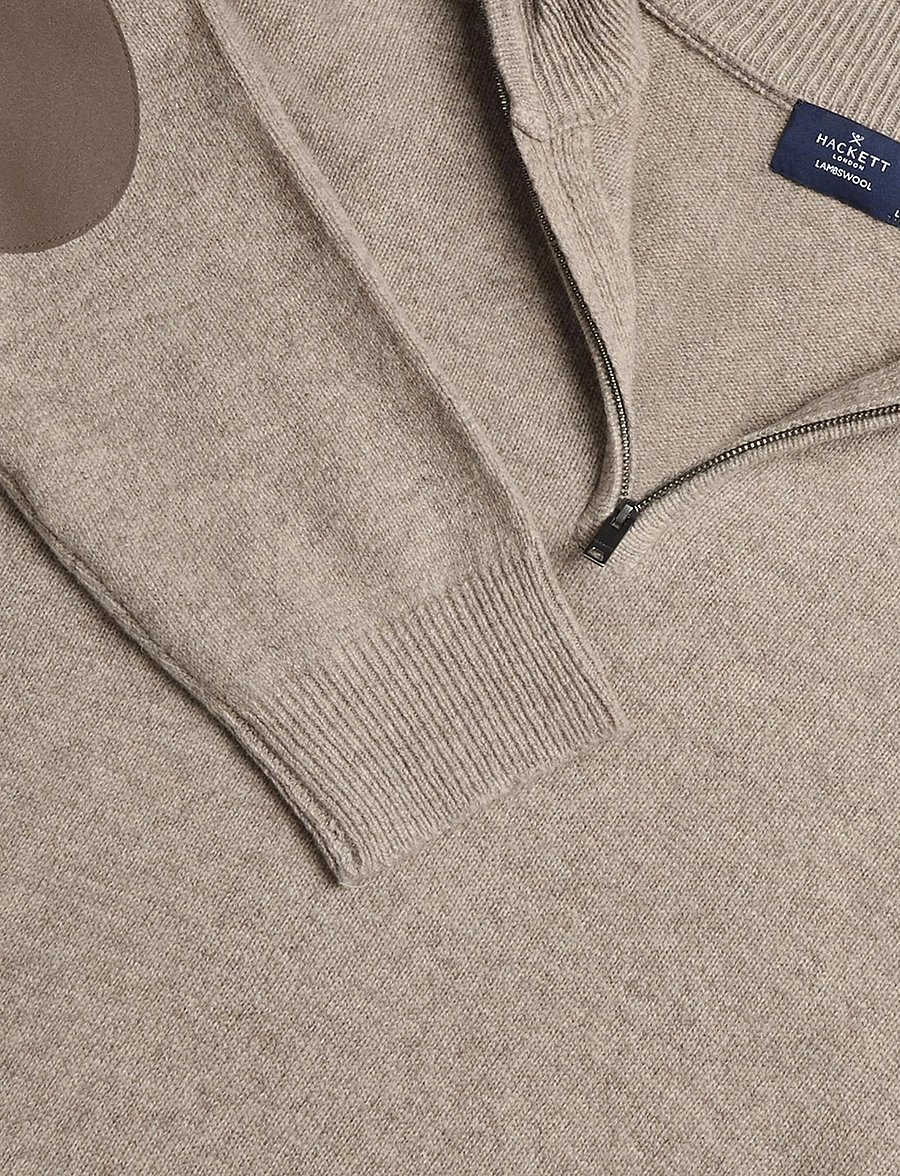 Hackett London - LAMBSWOOL HZIP - half zip jumpers - cream white - 2