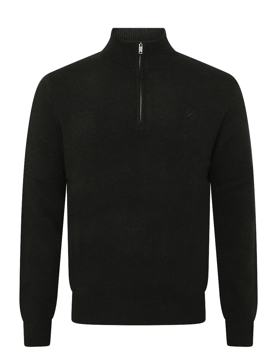 Hackett London - LAMBSWOOL HZIP - poolpika lukuga džemprid - hunter green - 0