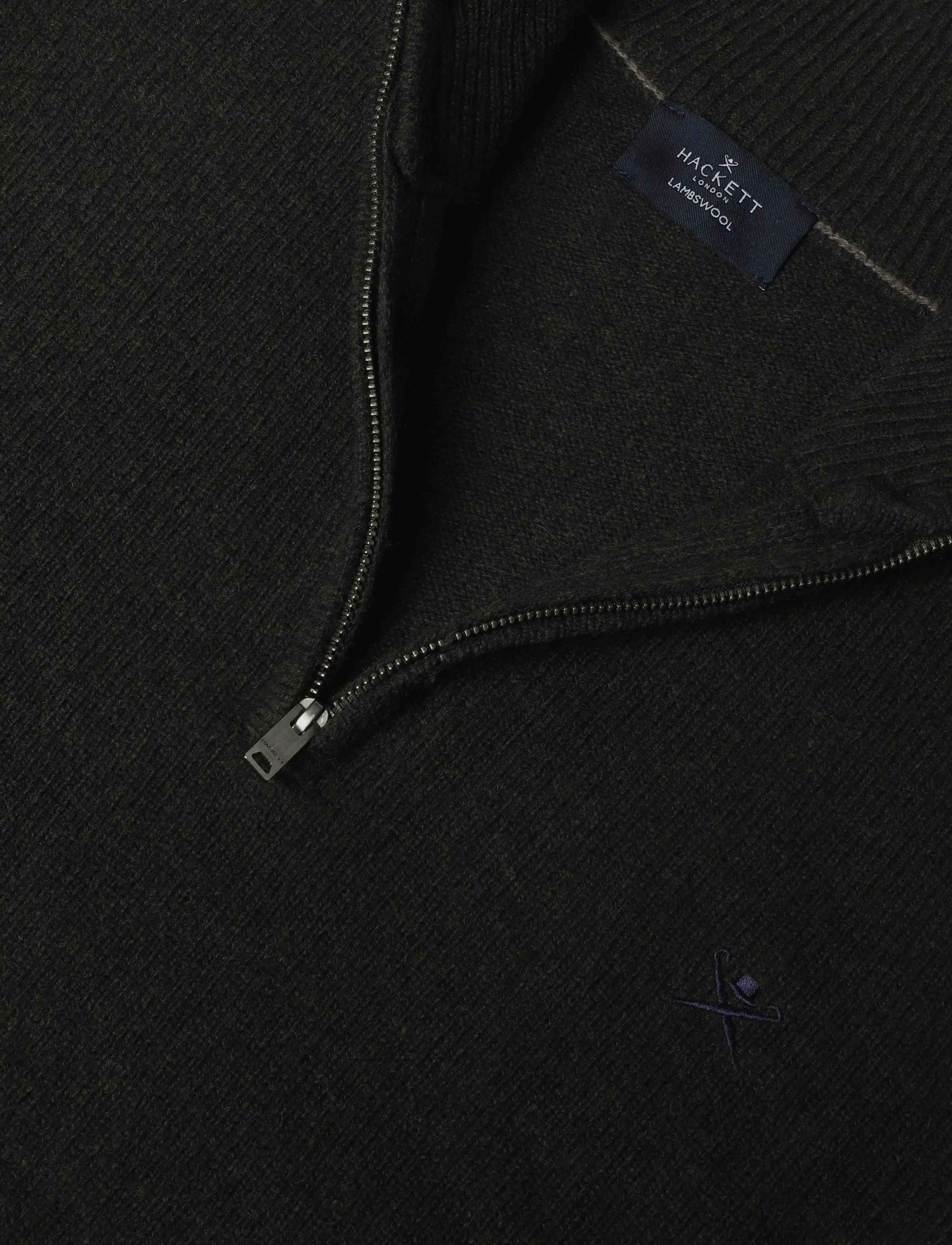 Hackett London - LAMBSWOOL HZIP - poolpika lukuga džemprid - hunter green - 2