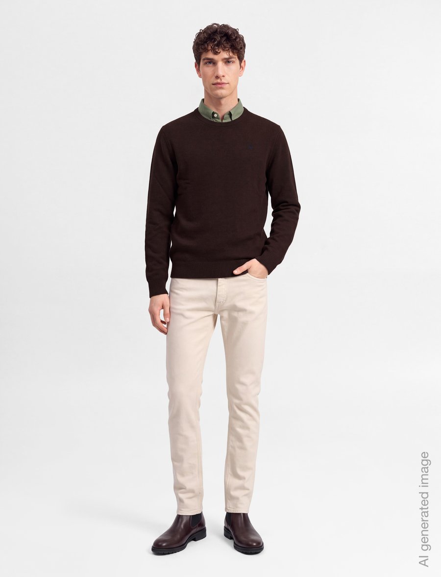 Hackett London - LAMBSWOOL CREW - round necks - ebony brown - 0