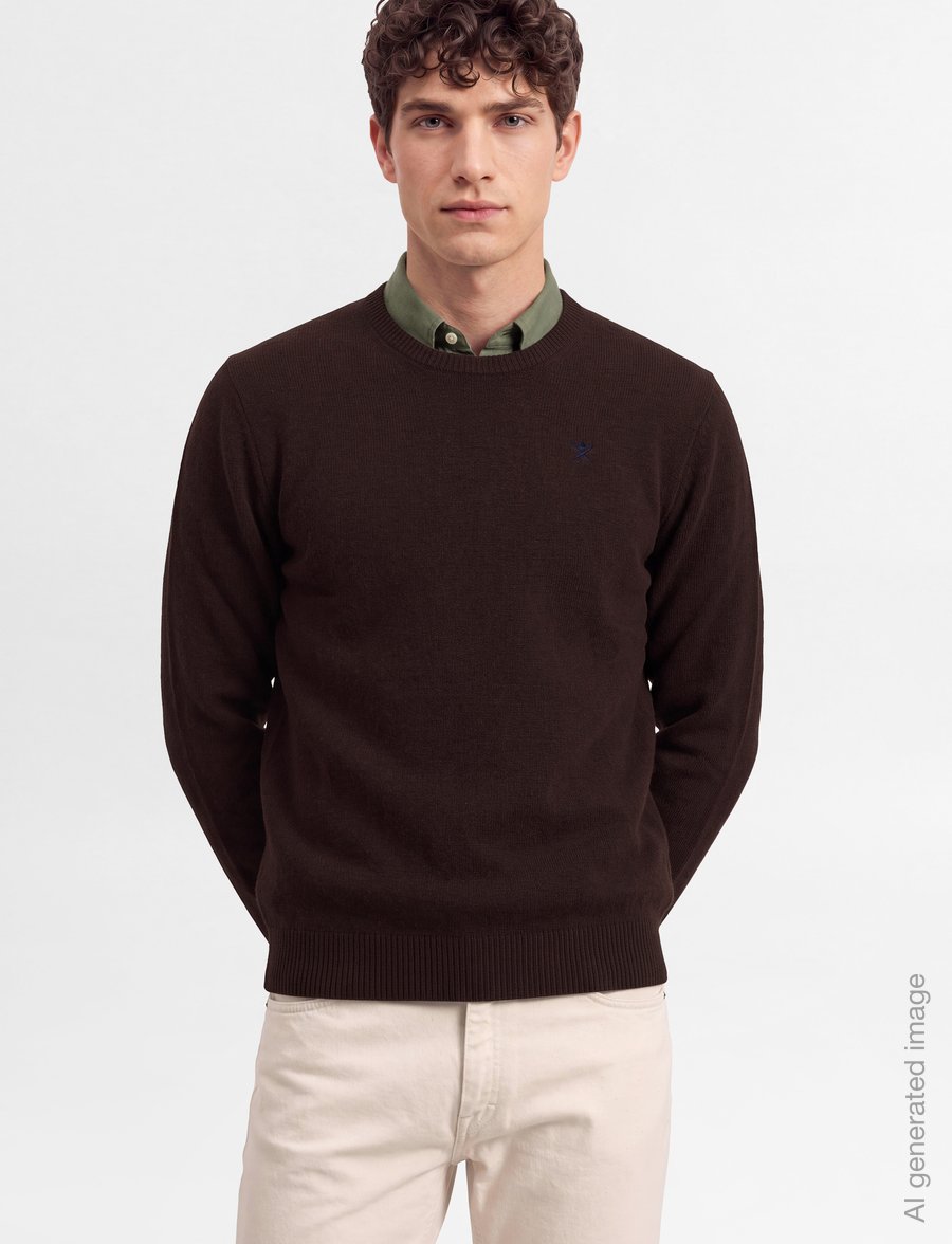Hackett London - LAMBSWOOL CREW - round necks - ebony brown - 3