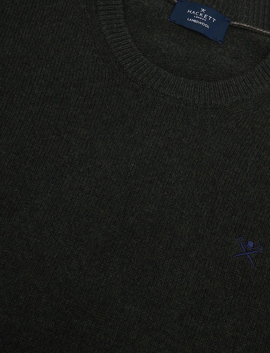 Hackett London - LAMBSWOOL CREW - Ümara kaelusega - hunter green - 2
