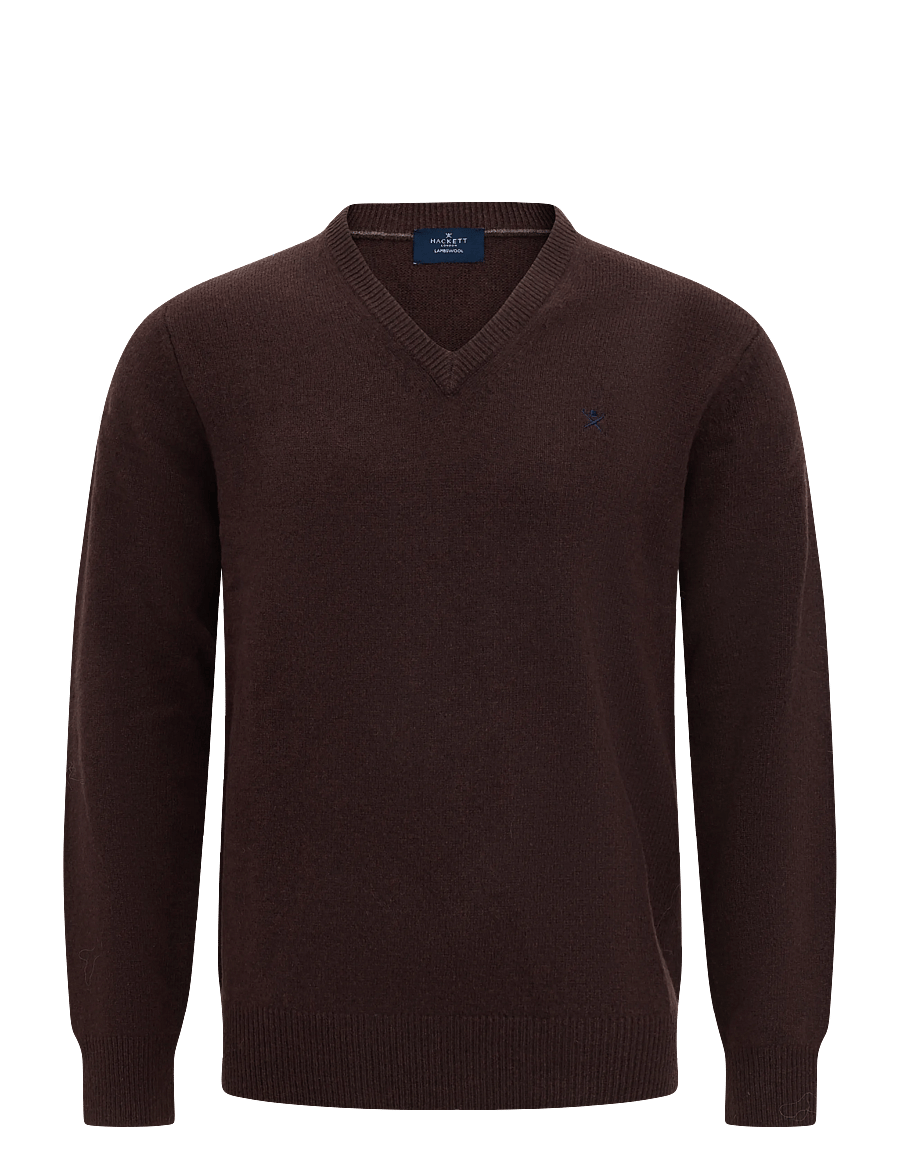 Hackett London - LAMBSWOOL V NECK - v-ringat - ebony brown - 0