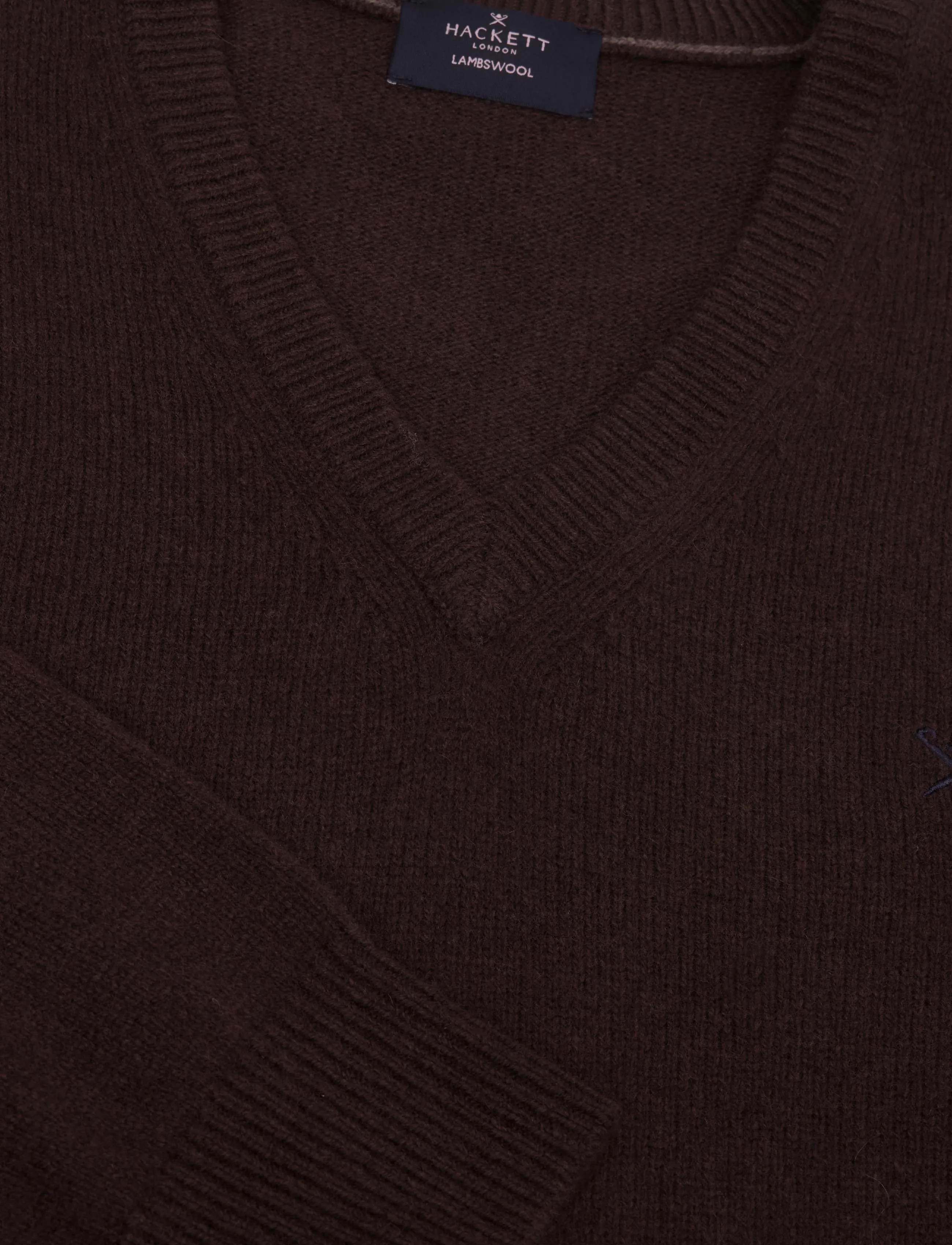 Hackett London - LAMBSWOOL V NECK - v-ringat - ebony brown - 2
