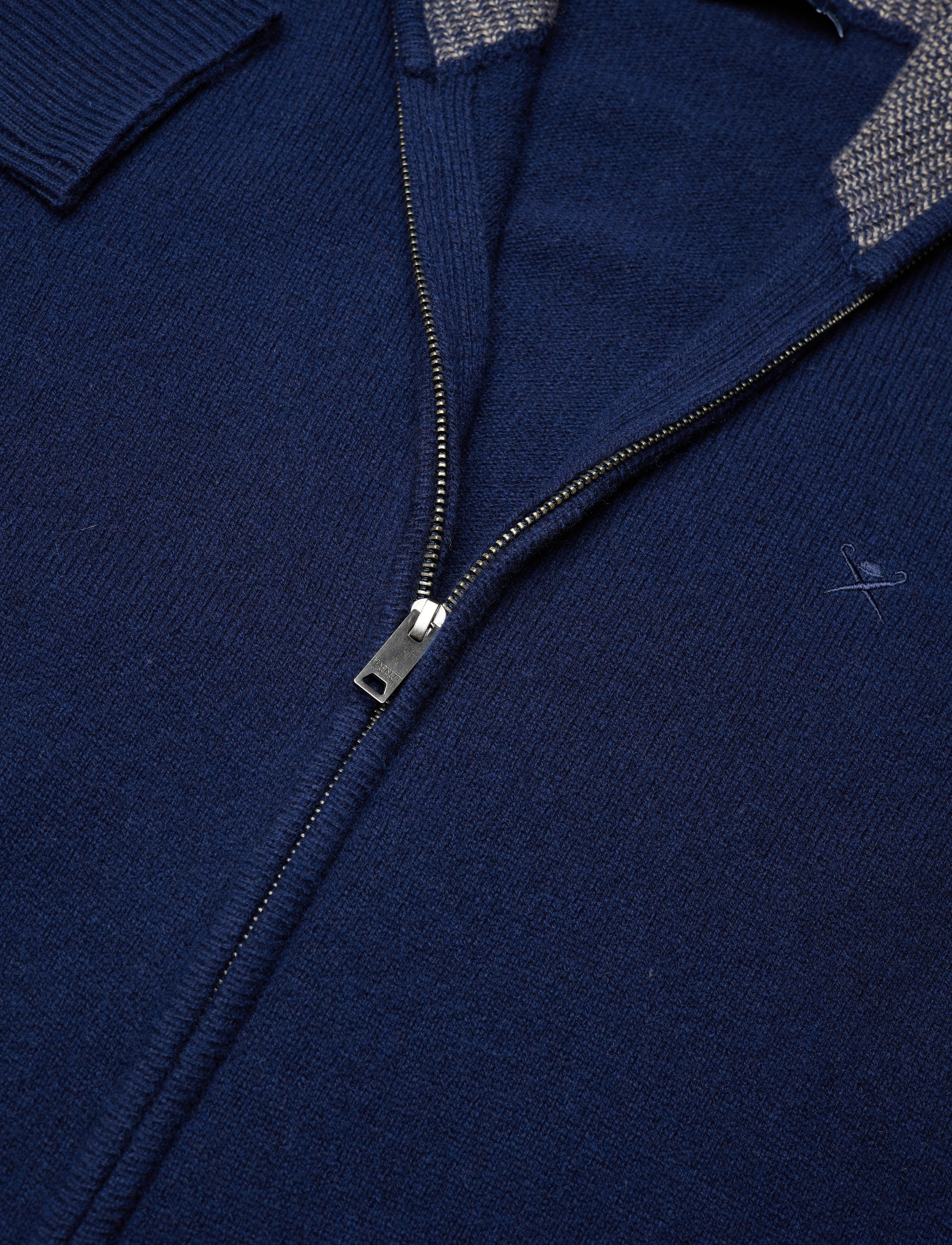 Hackett London - LAMBSWOOL FZIP - navy - 2