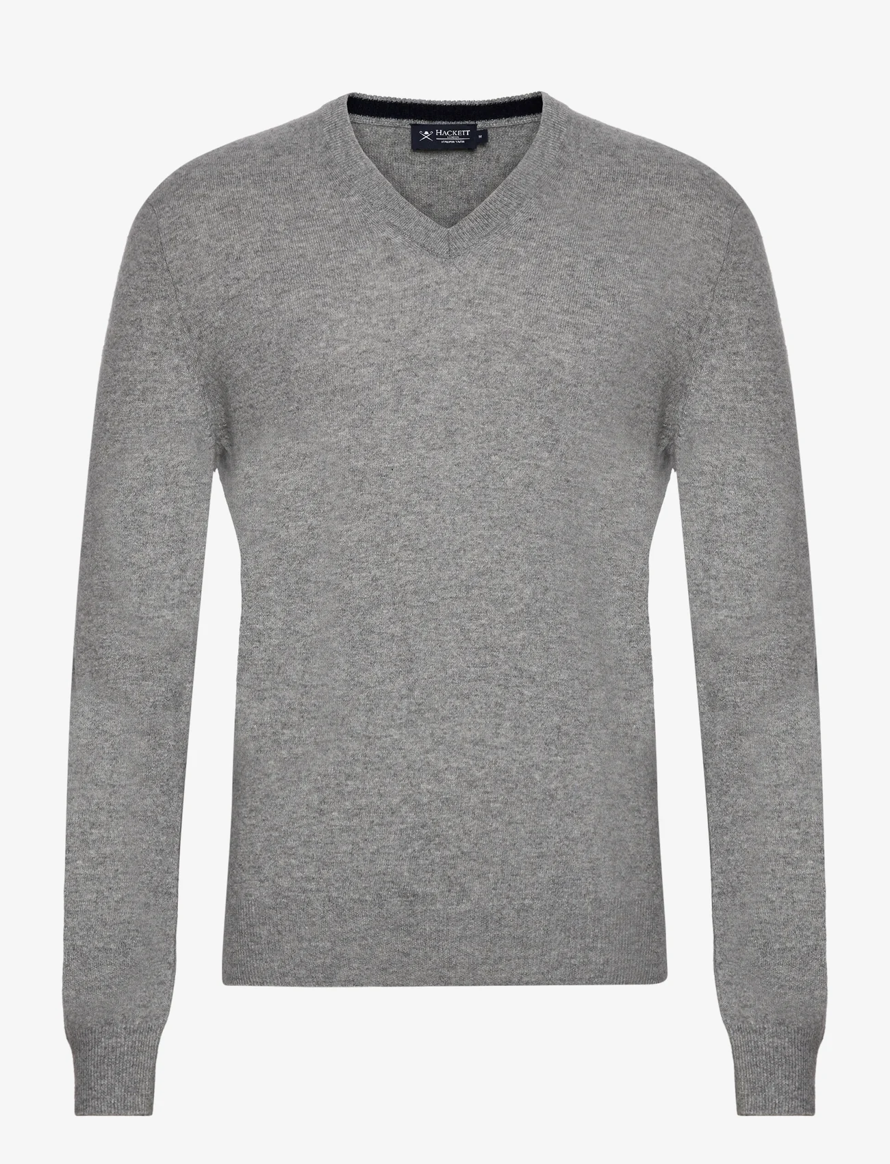 Hackett London - MERINO CASH MIX V NCK - basic knitwear - grey marl - 0