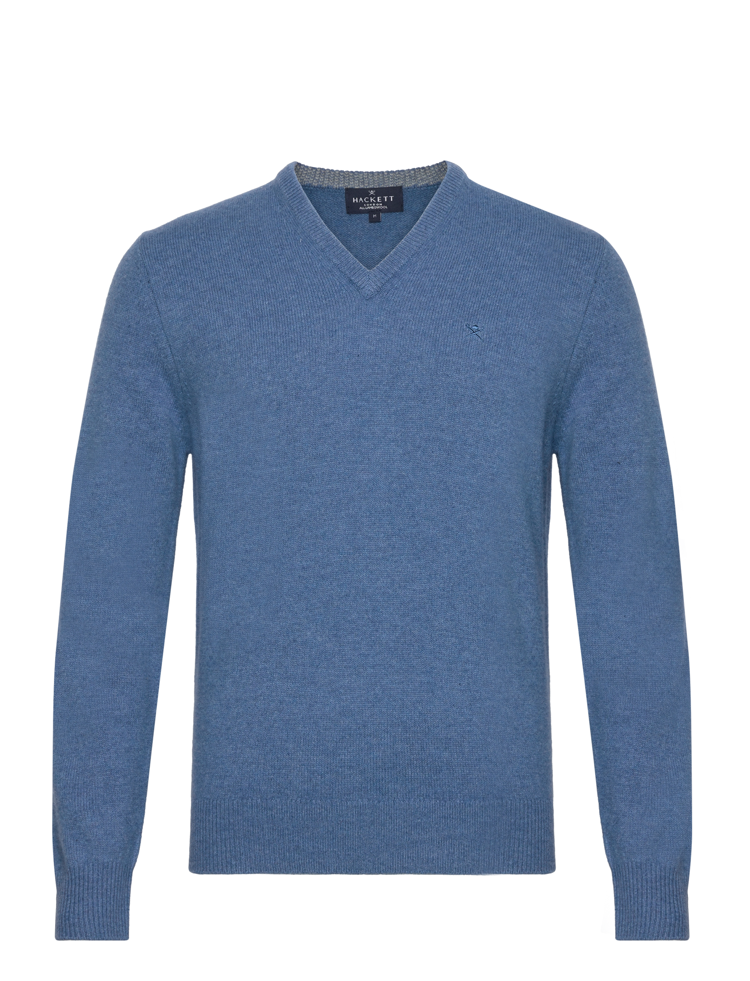 LAMBSWOOL V NECK - STEEL BLUE BLUE