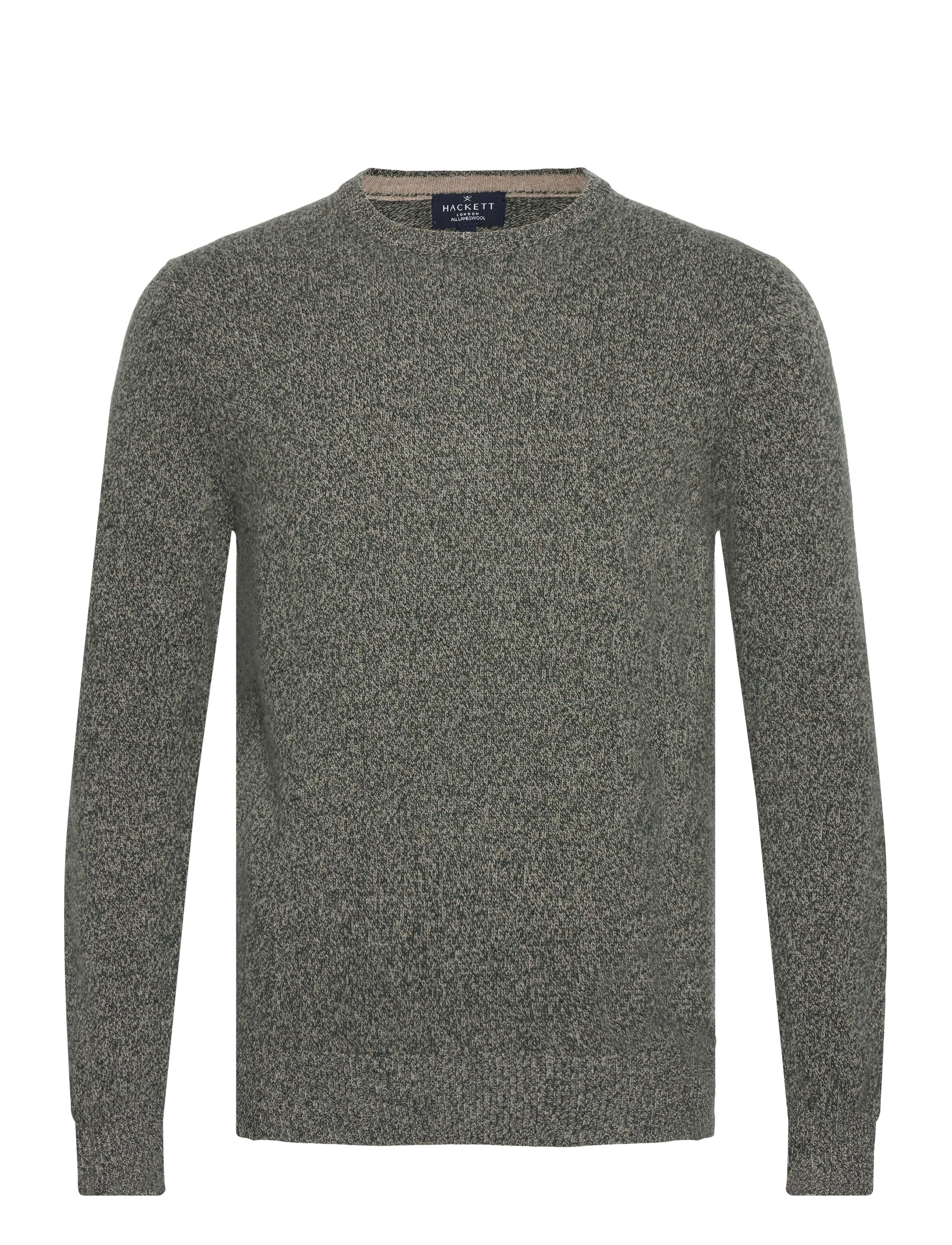 LW MOULINE CREW - GREEN/TAUPE