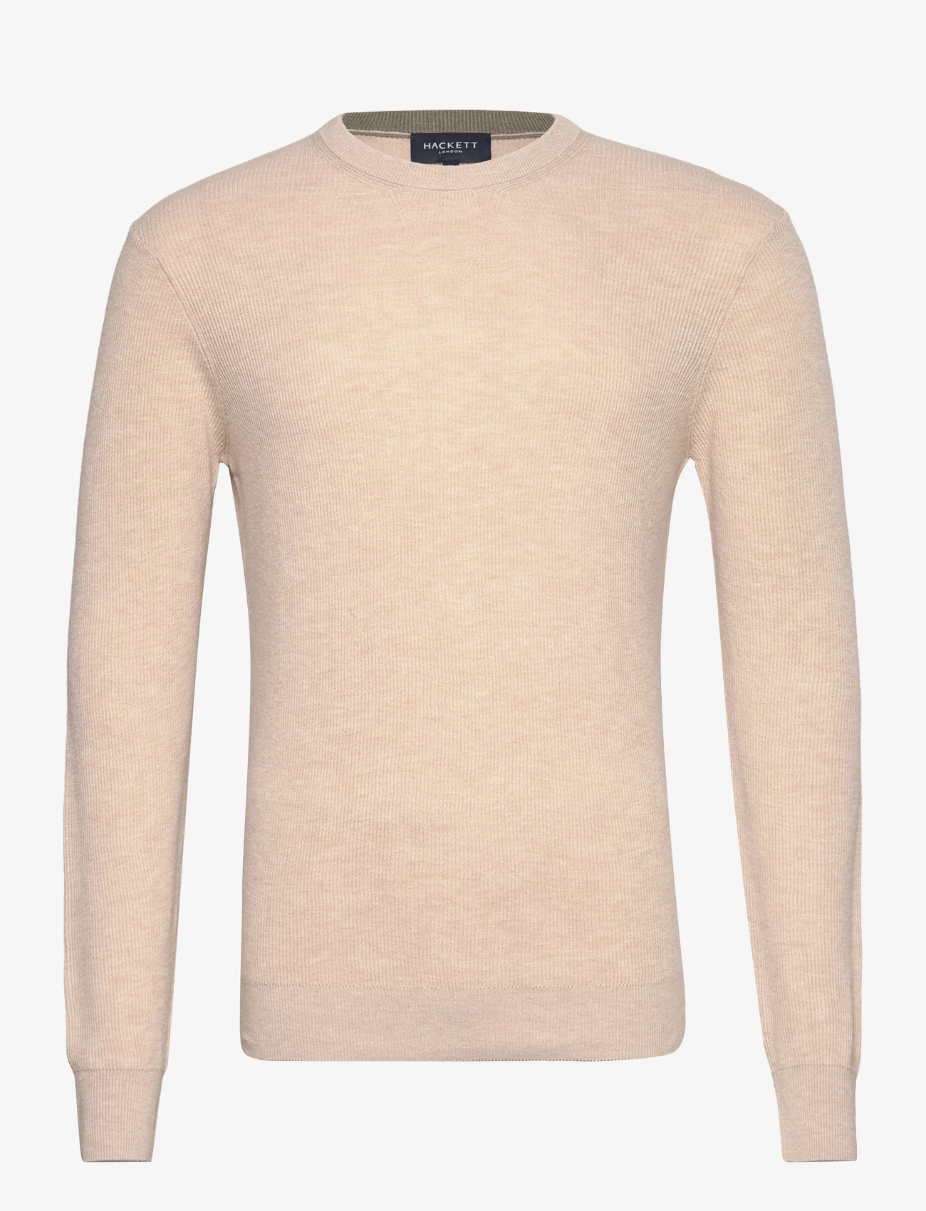 Hackett London - RIB KNIT CREW - knitted round necks - taupe beige - 0