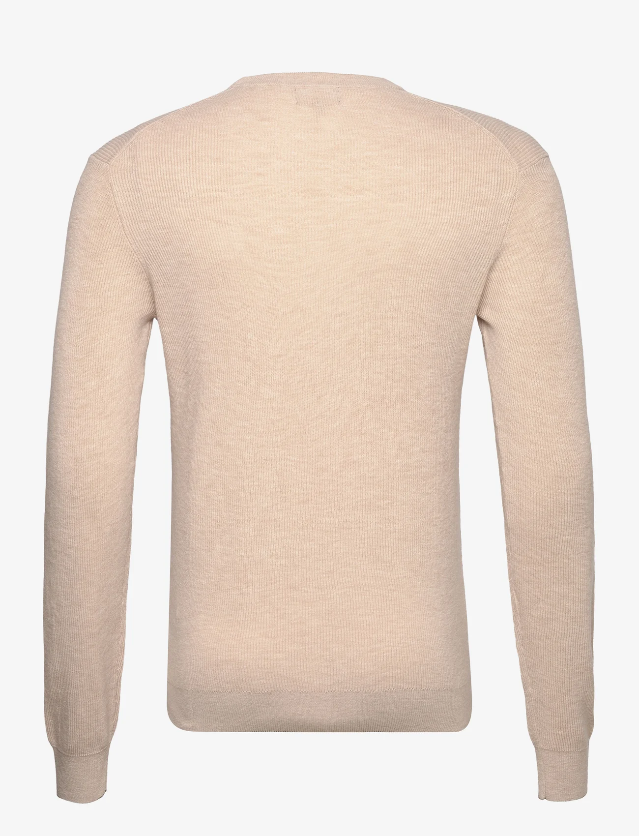 Hackett London - RIB KNIT CREW - knitted round necks - taupe beige - 1