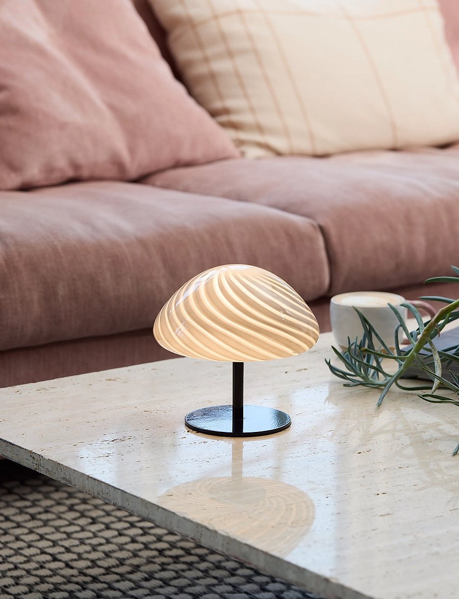 Halo Design - Mini mush table lamp, glass head, metal base - laualambid - black - 0