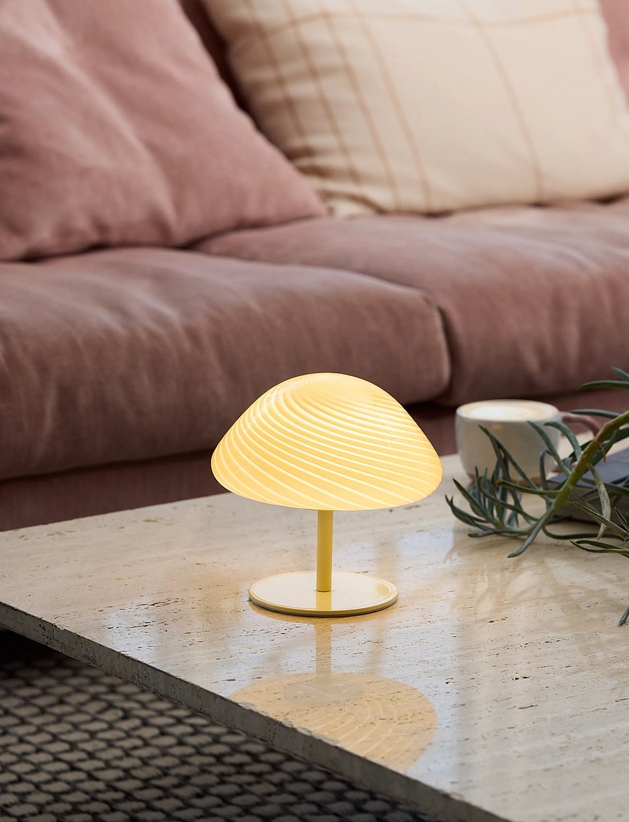 Halo Design - Candy Mini mush table lamp, glass head, metal base - laualambid - creme - 0