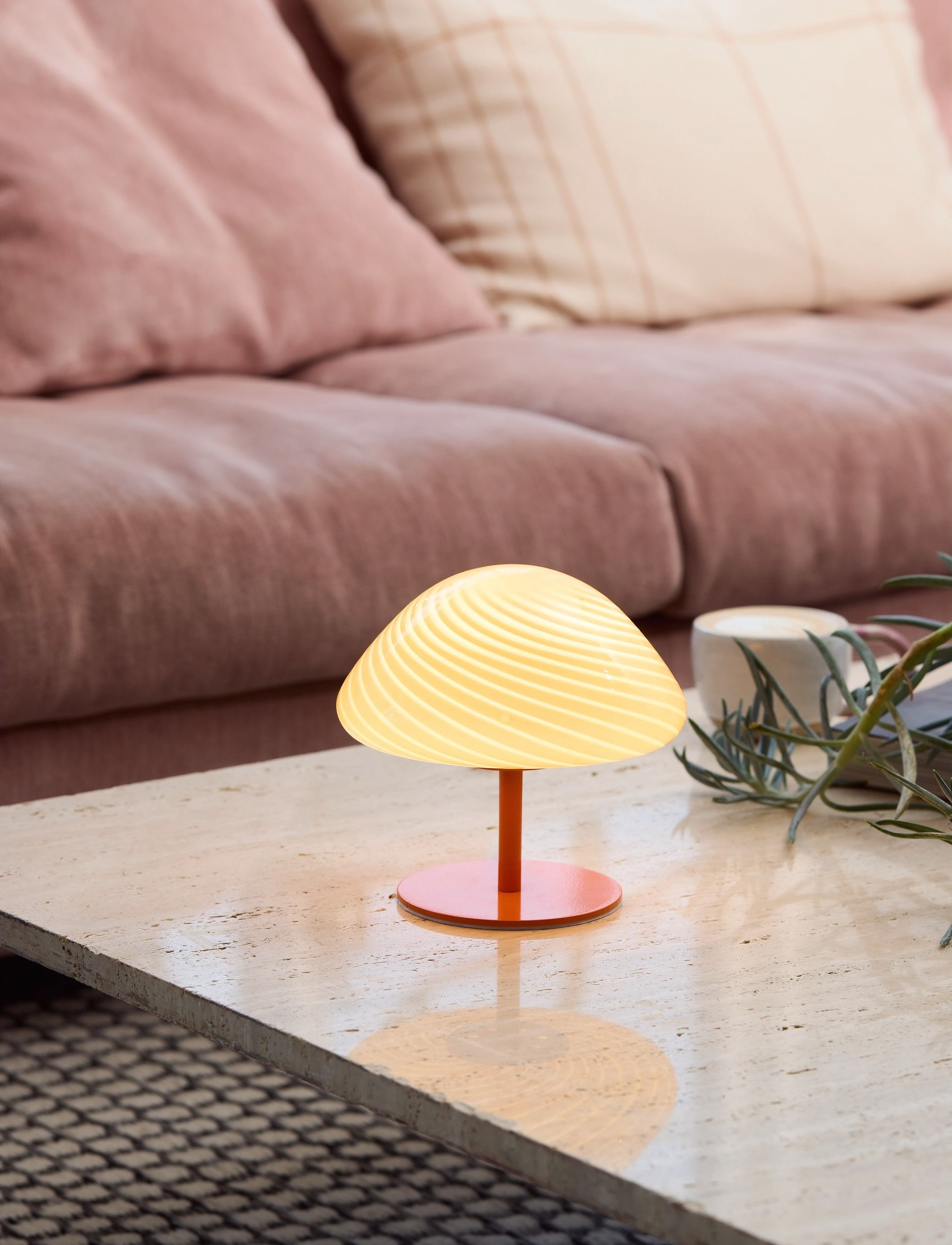 Halo Design Candy Mini Mush Table Lamp, Glass Head, Metal Base, One Size, Lamps, Orange - Homeware