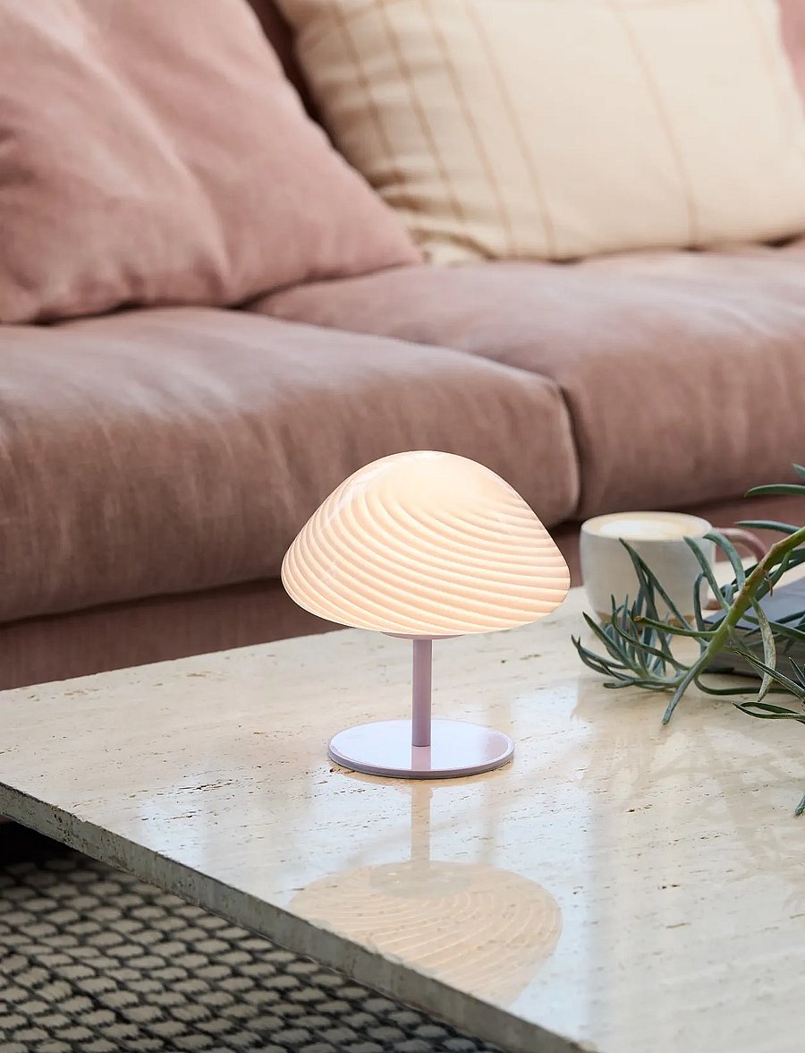 Halo Design - Mini mush table lamp, glass head, metal base - laualambid - purble - 0