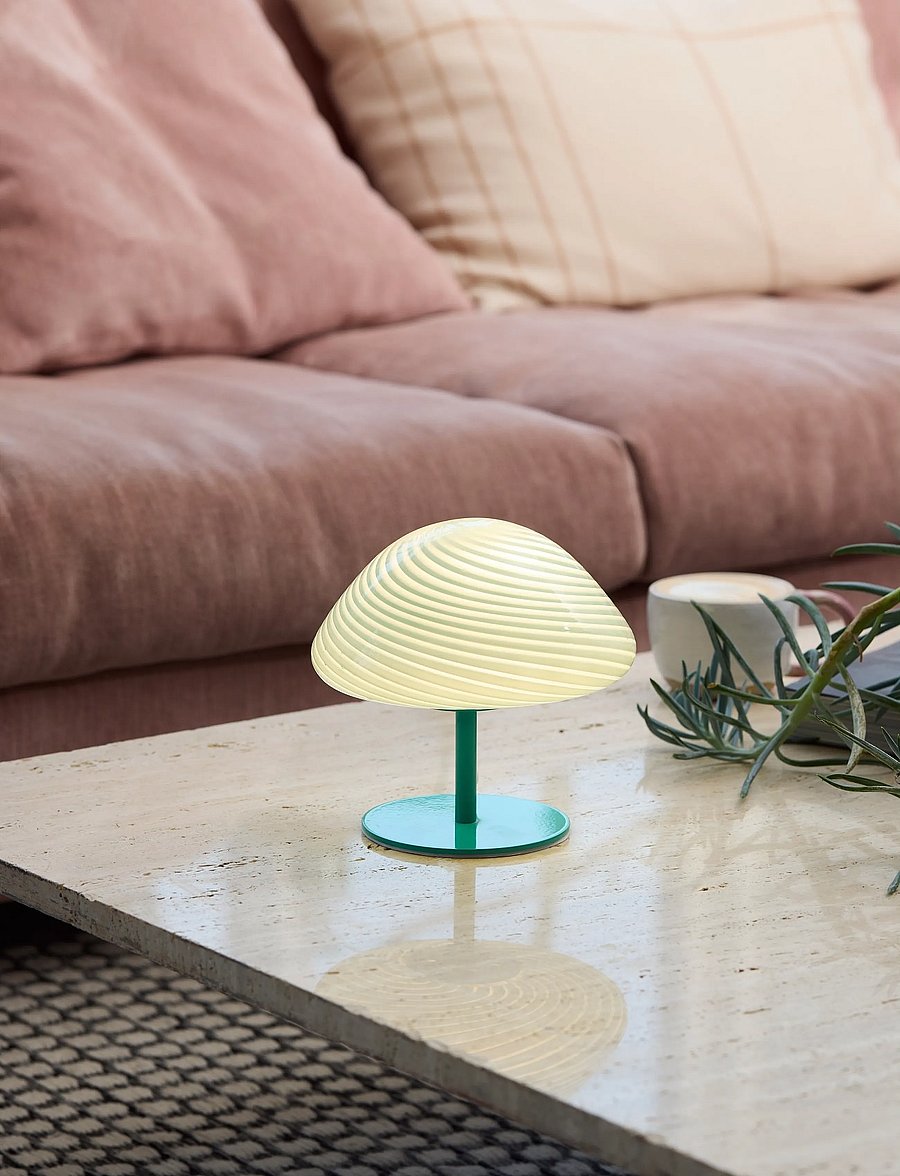 Halo Design - Mini mush table lamp, glass head, metal base - laualambid - turquoise - 0