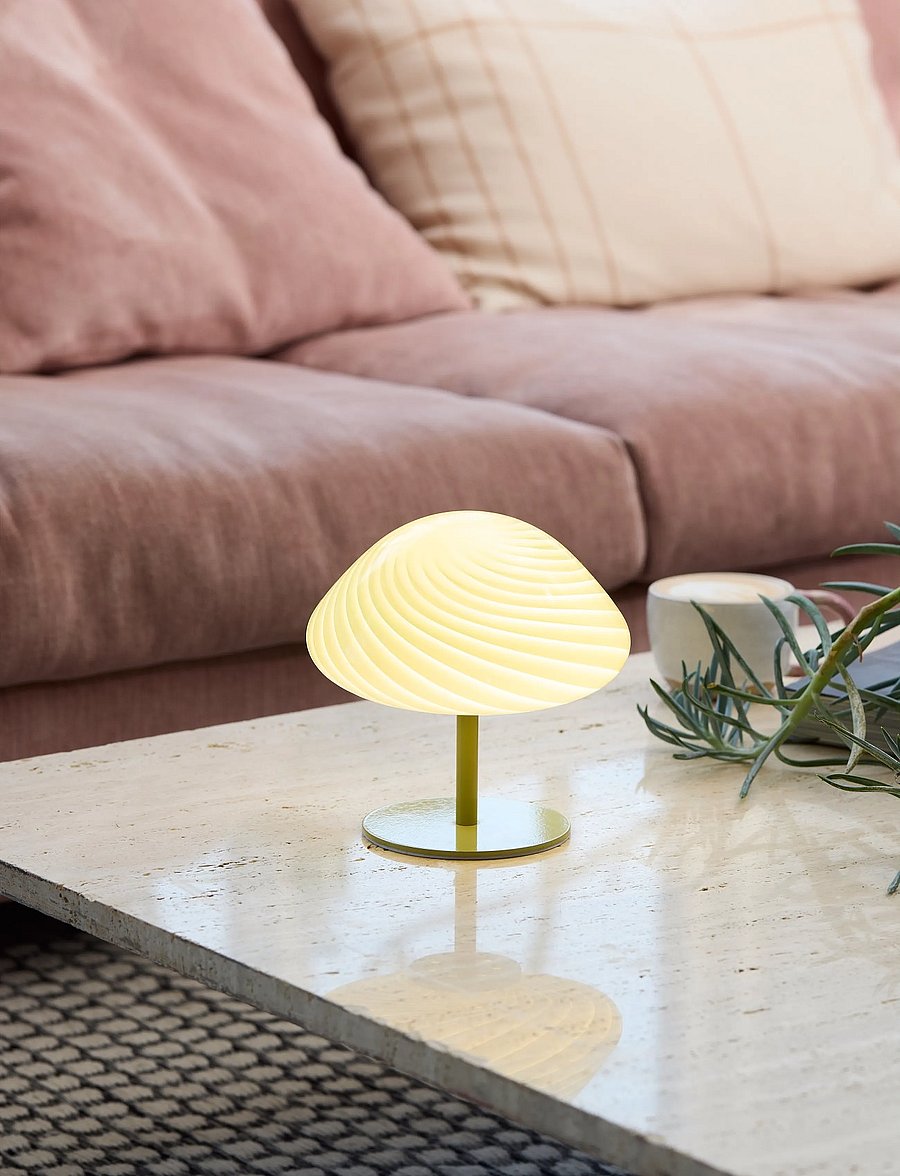 Halo Design - Candy Mini mush table lamp, glass head, metal base - laualambid - olive - 0