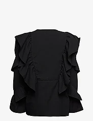 hálo - O-logo pleated devoré blouse - langermede bluser - black - 1