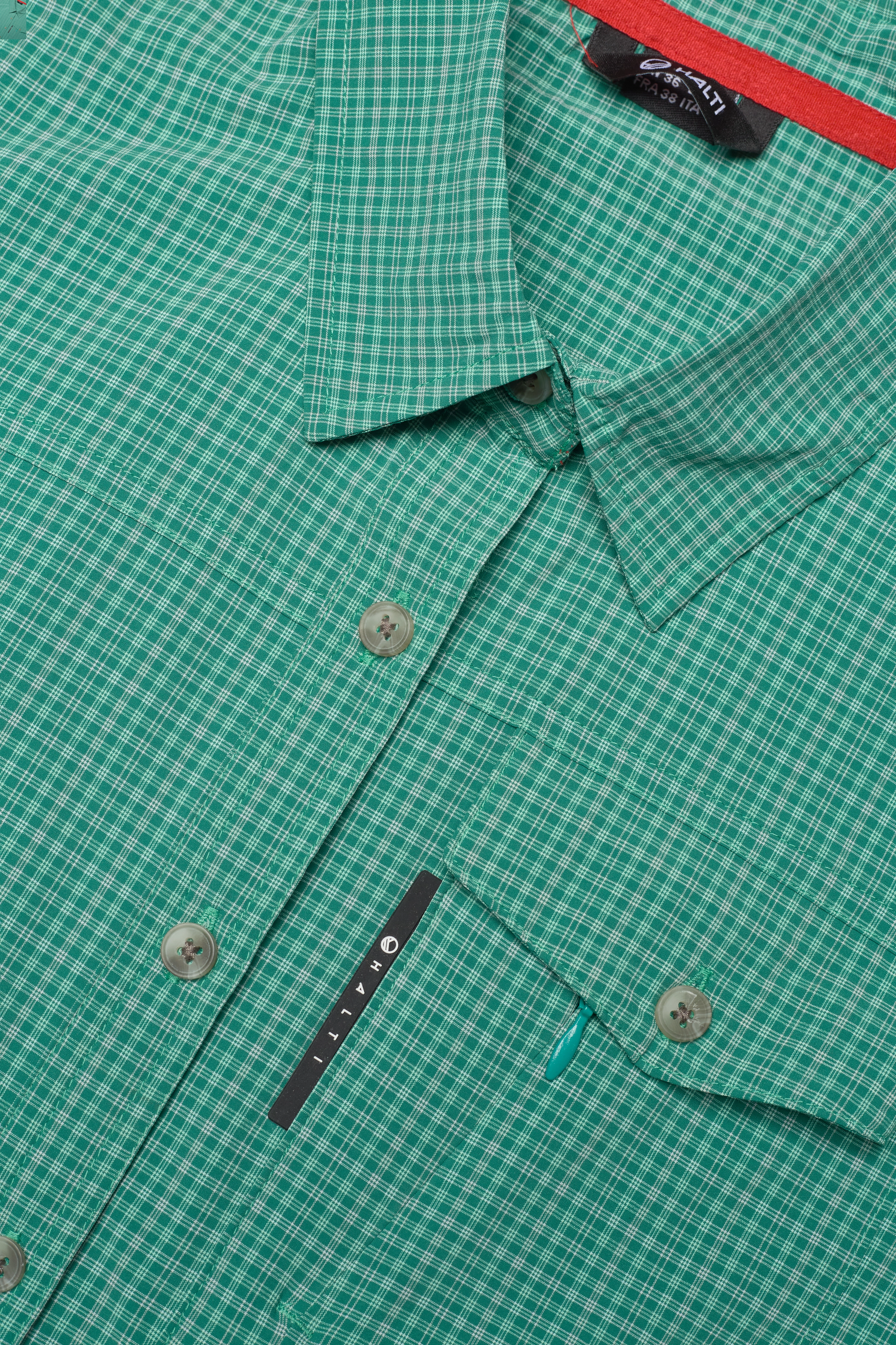 Halti - Leiri W SS check Shirt - porcelain green print - 4