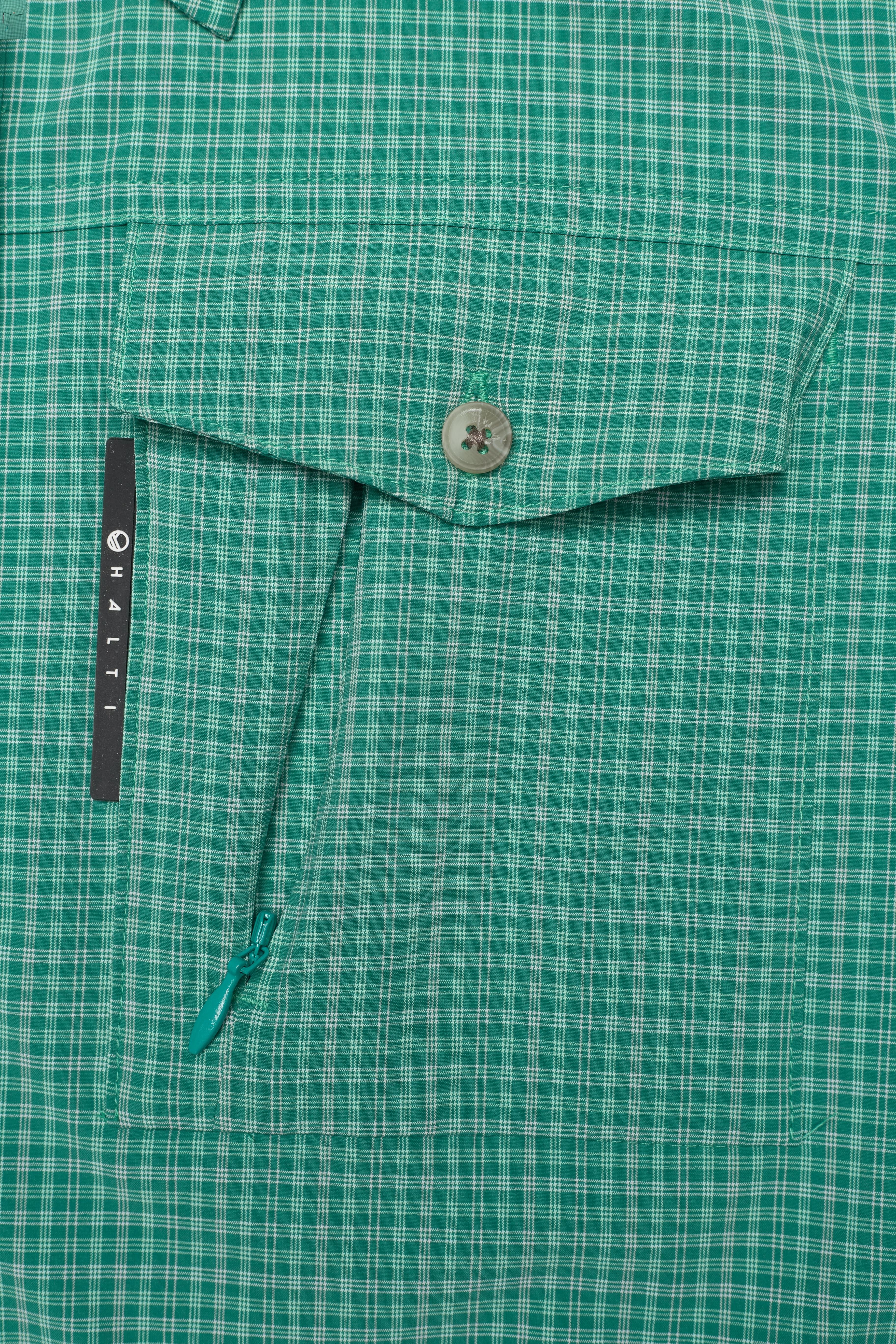 Halti - Leiri W SS check Shirt - porcelain green print - 5