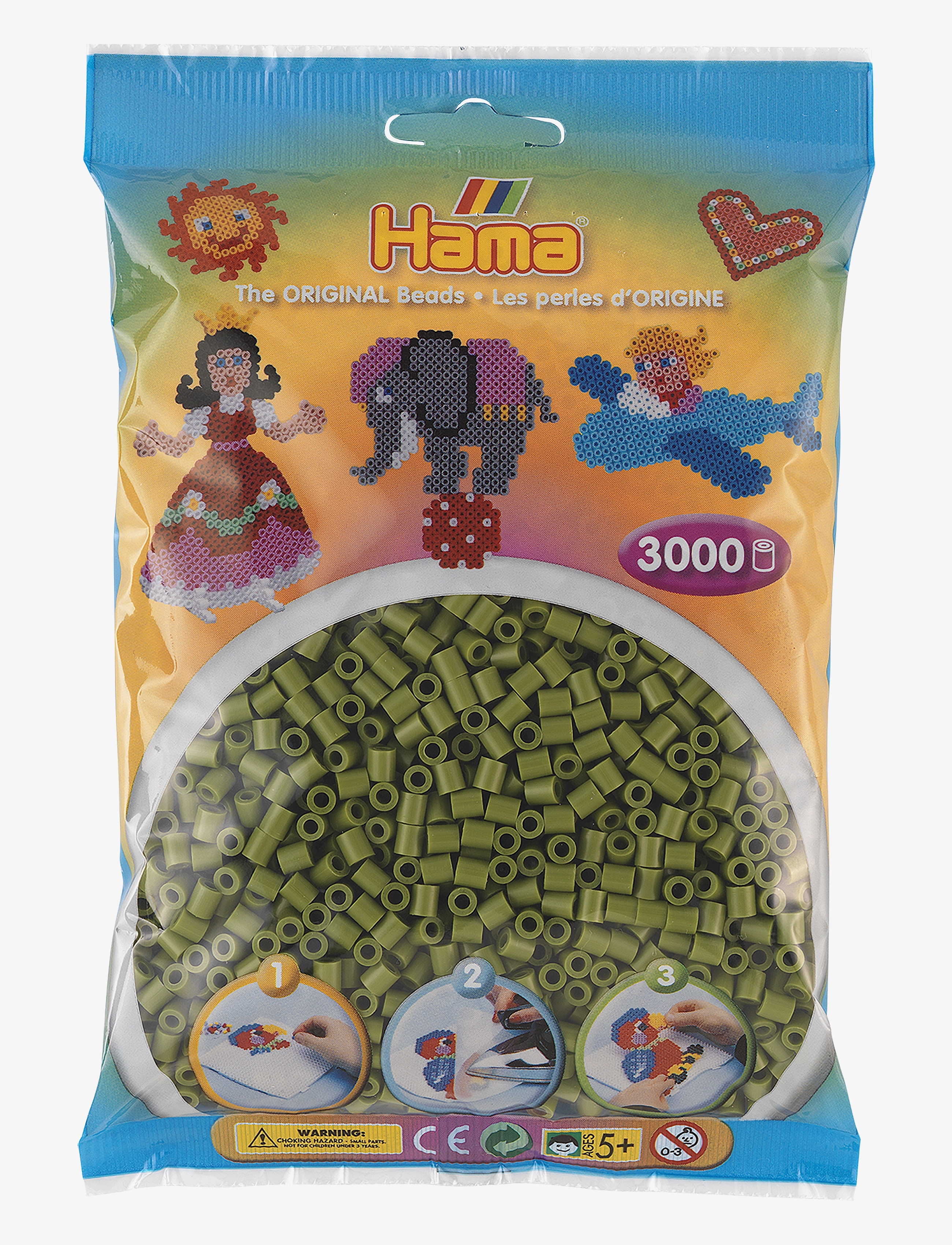 Hama Hama Midi Beads 3000 Pcs. Olive Green, One Size, Multi/patterned, Håndværk > Perler, Børn