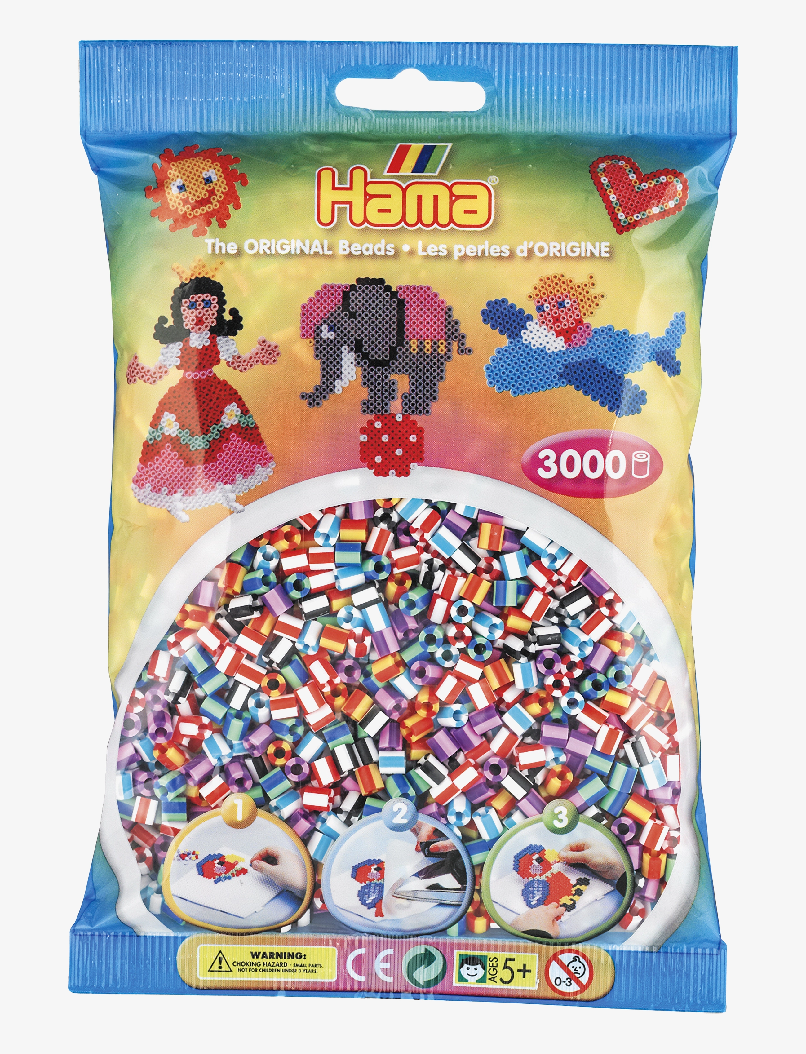 Hama Hama Midi Beads 3000 Pcs. Striped Mix 90, One Size, Multi/patterned, Håndværk > Perler, Børn
