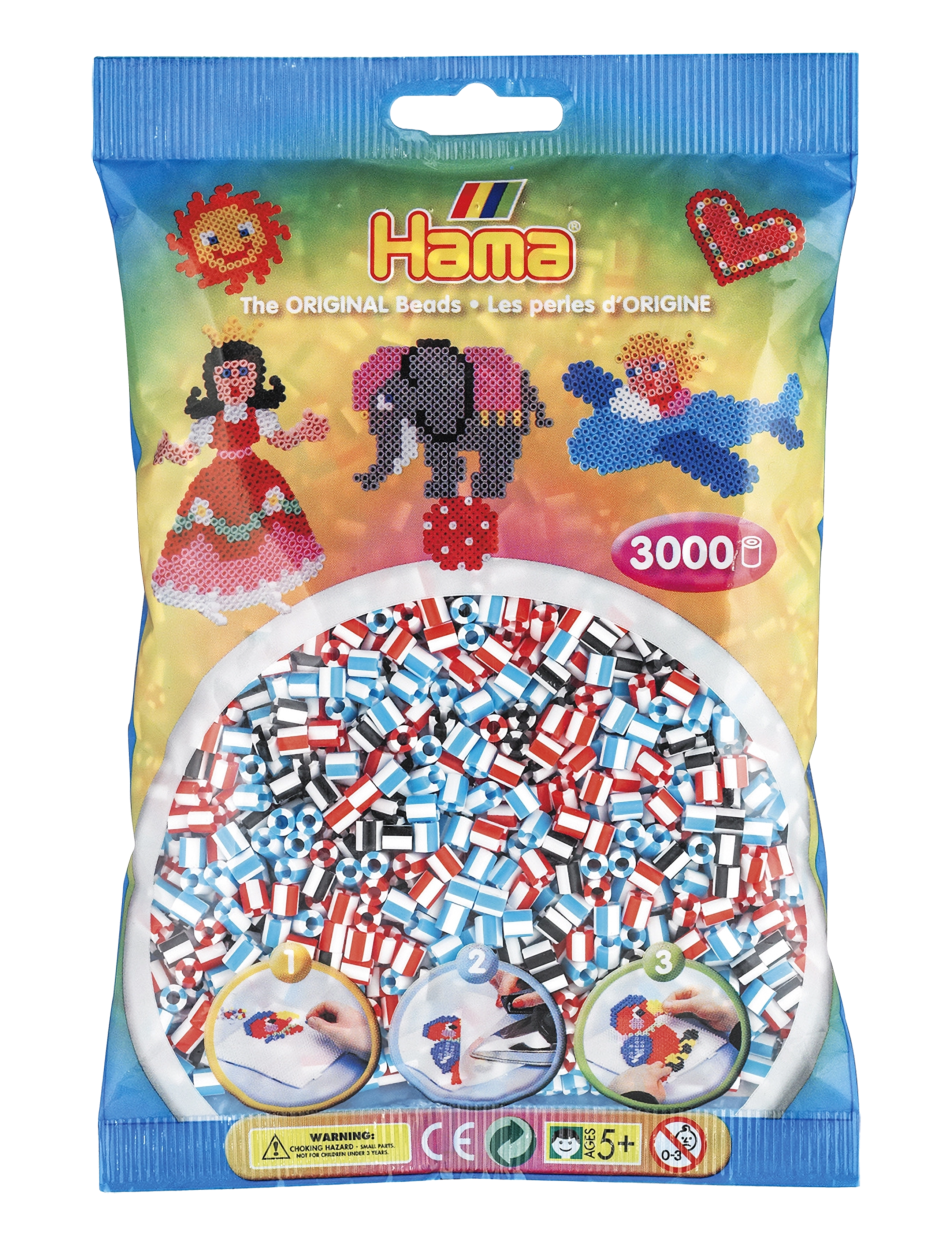 Hama Hama Midi Beads 3000 Pcs. Striped Mix 91, One Size, Multi/patterned, Håndværk > Perler, Børn