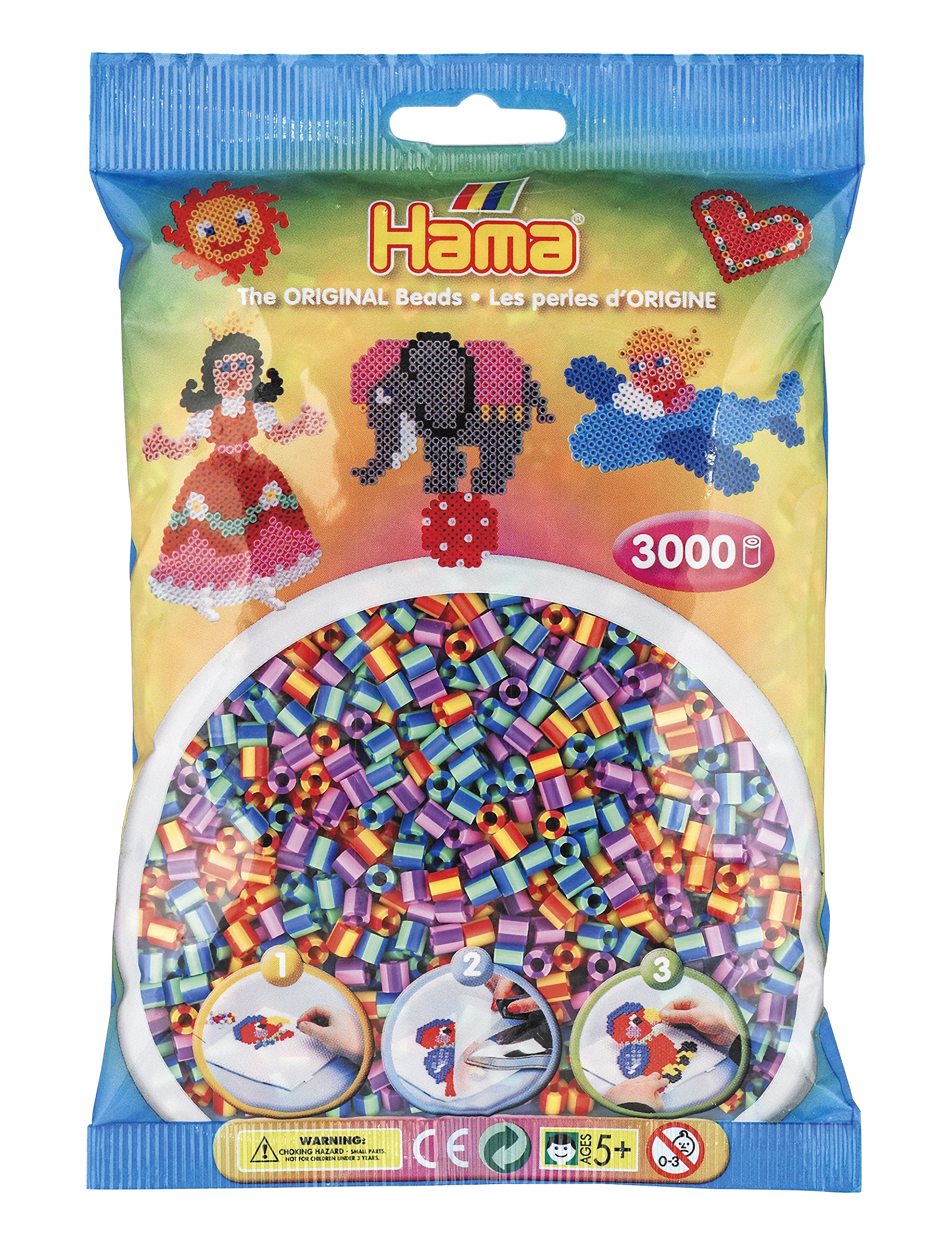 Hama Hama Midi Beads 3000 Pcs. Striped Mix 92, One Size, Multi/patterned, Håndværk > Perler, Børn