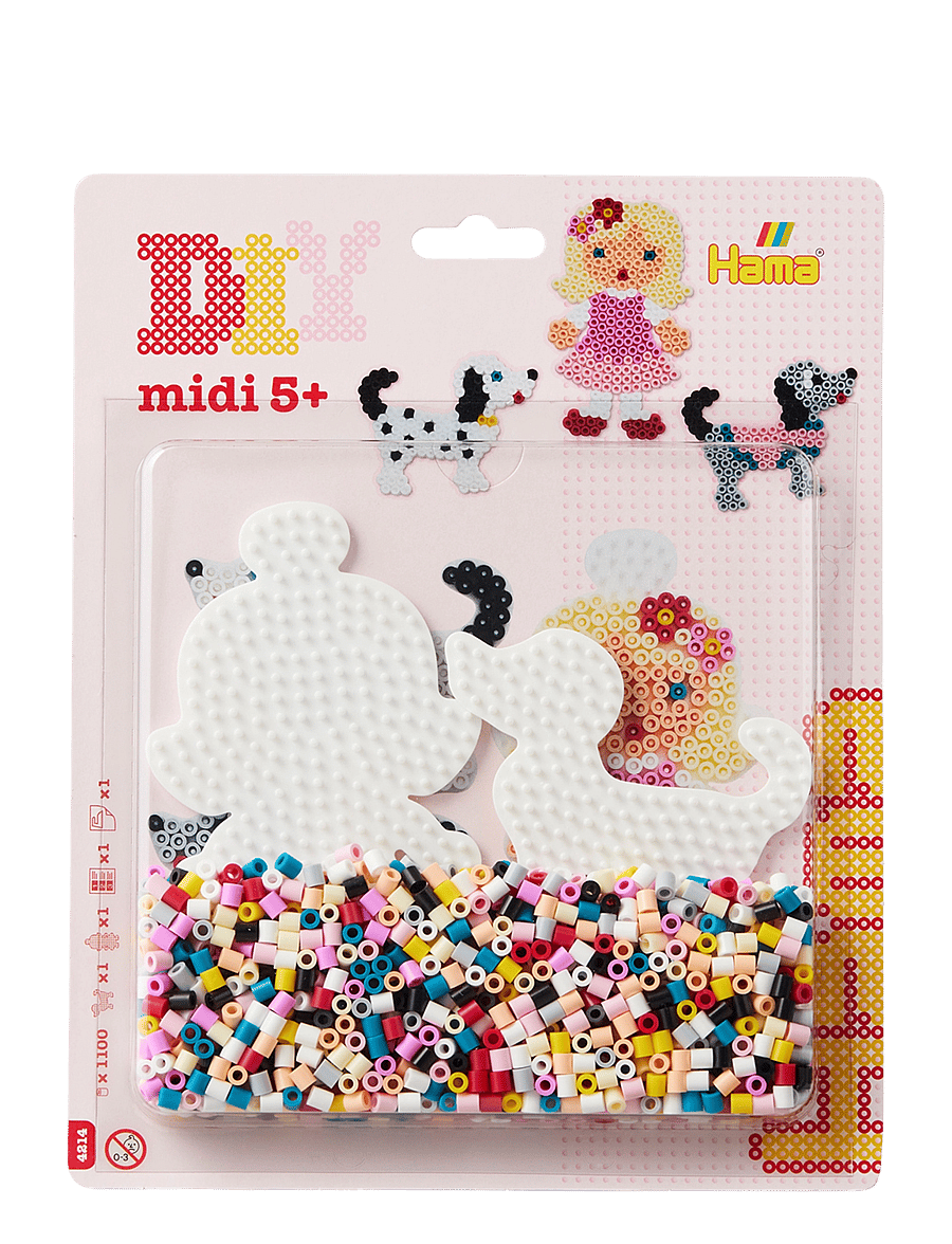 Hama - Hama Midi Large Blister 1.100 pcs. Dog & Doll - pärlor - multi - 0
