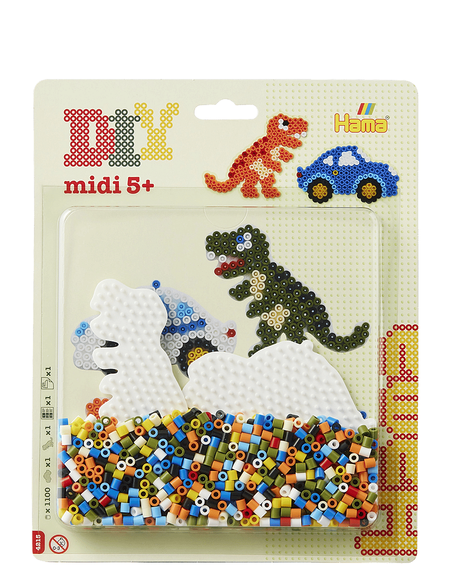 Hama - Hama Midi Large Blister 1.100 pcs. Car & Dinosaur - pärlor - multi - 0