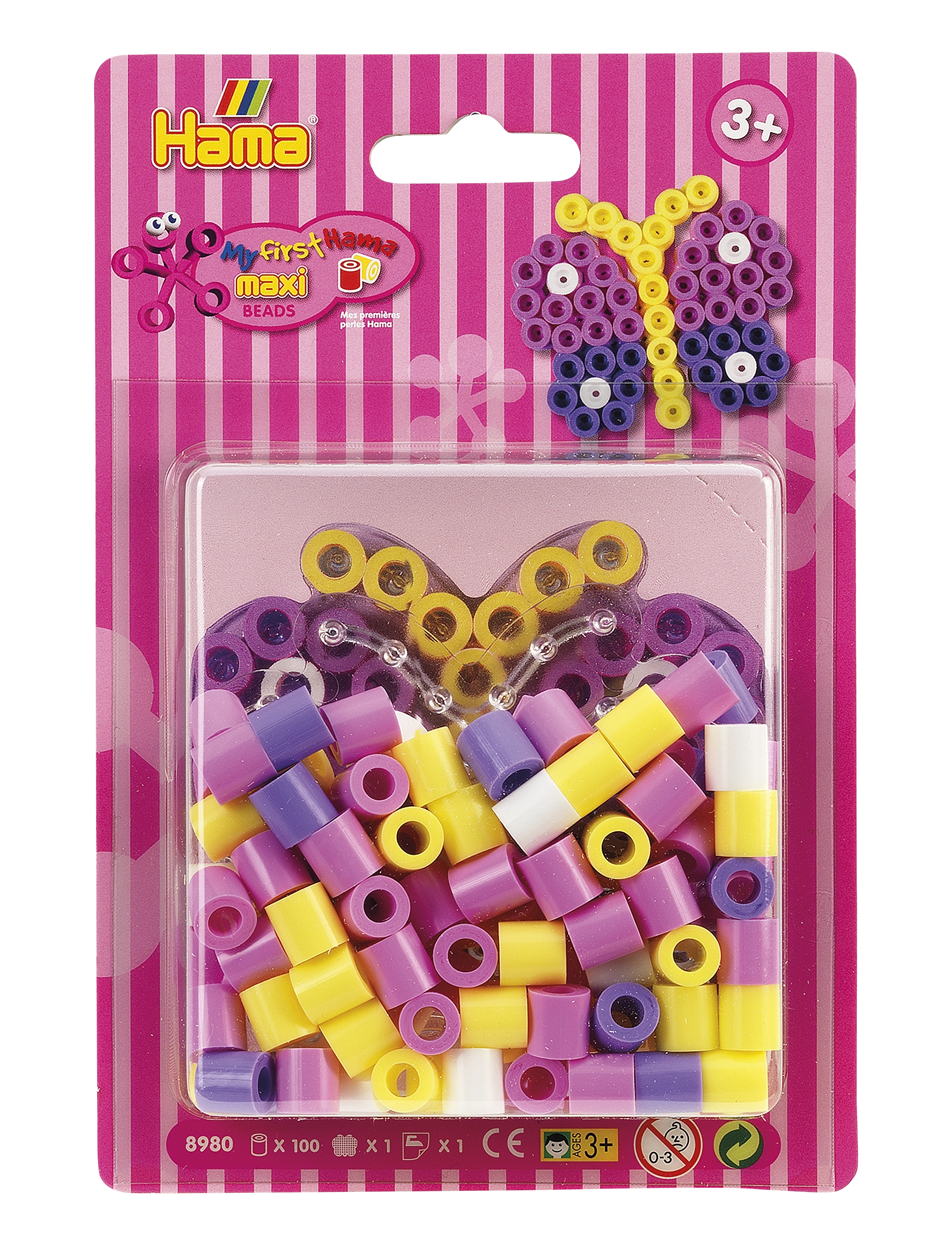 Hama Hama Maxi Small Blister Pack 100 Pcs., One Size, Pink, Håndværk > Perler, Børn