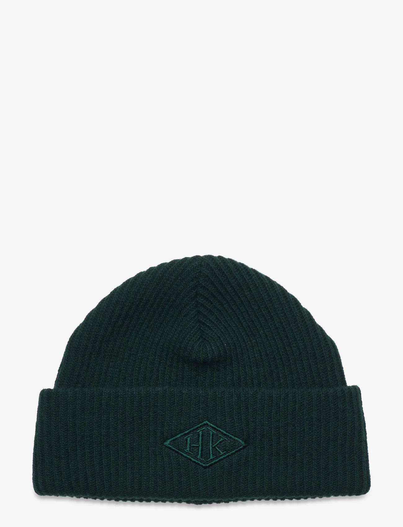 HAN Kjøbenhavn - Logo Top Beanie - adītas cepures - dark green - 0