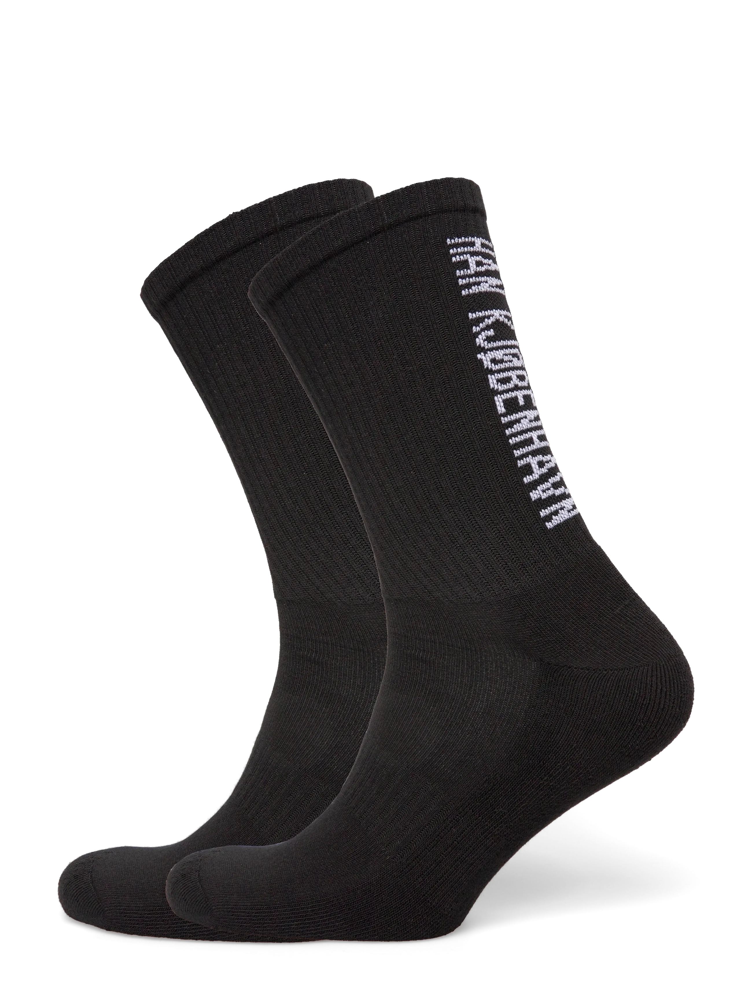 HAN Kjøbenhavn 2-Pack Logo Socks - Strømper - BLACK / black