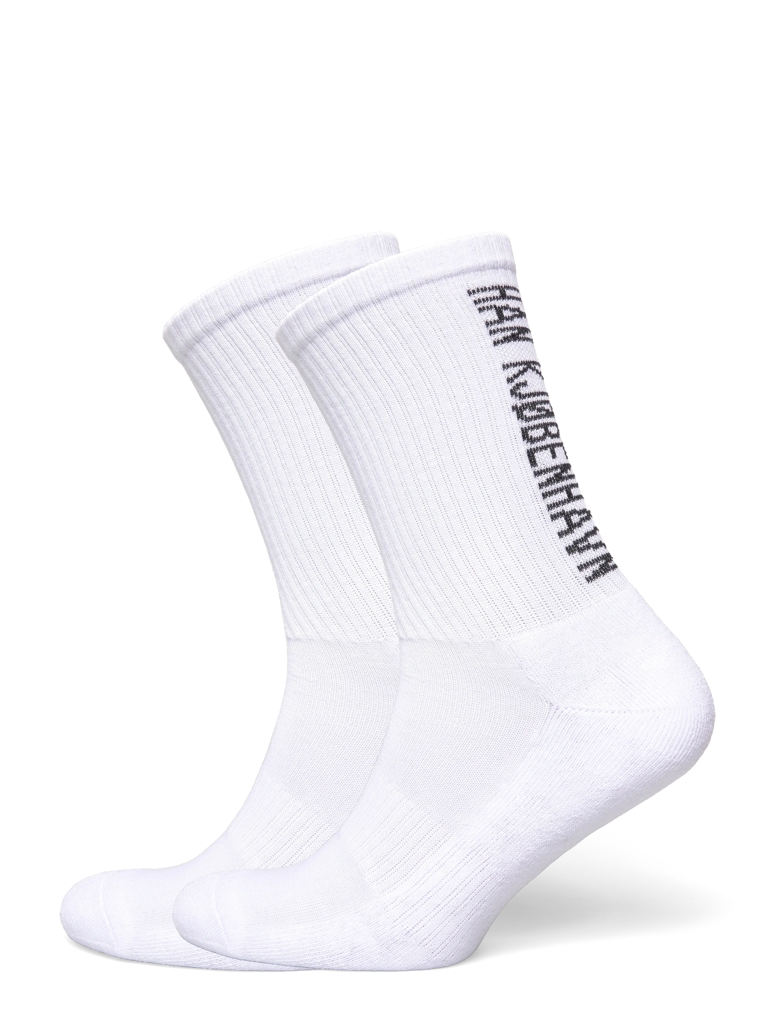 HAN Kjøbenhavn 2-Pack Logo Socks, 43-46, Weiß - Regular Männerswear
