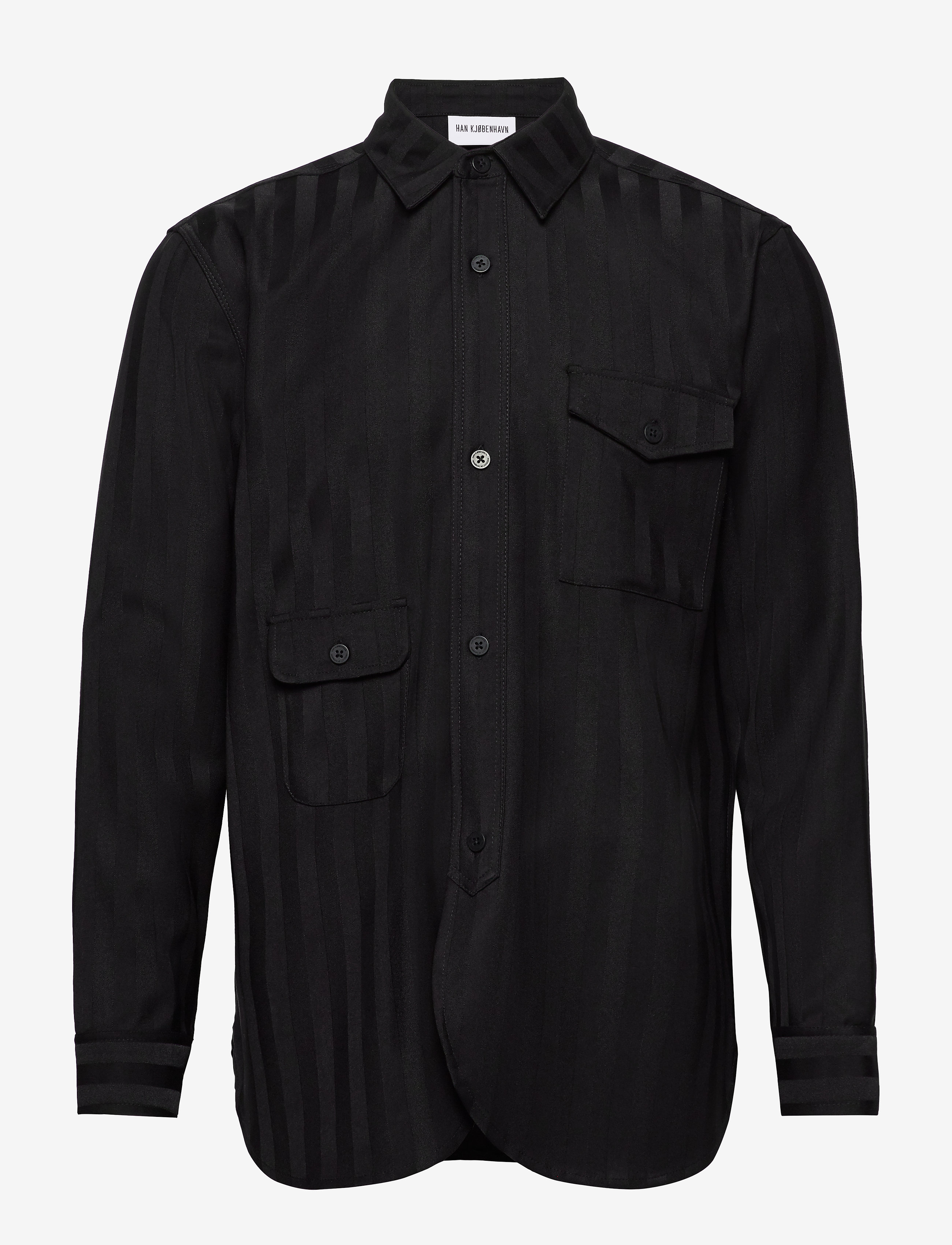 HAN Kjøbenhavn Clothing - Army Shirt - black woven stripe - 0